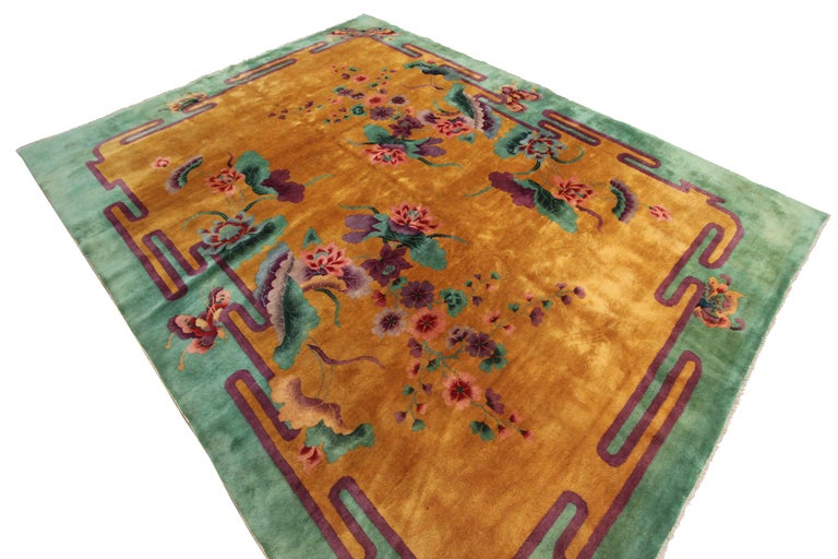 Antique Art Deco Rug Antique Chinese Rug Butterfly Chinese Rug 1920 For Sale 3
