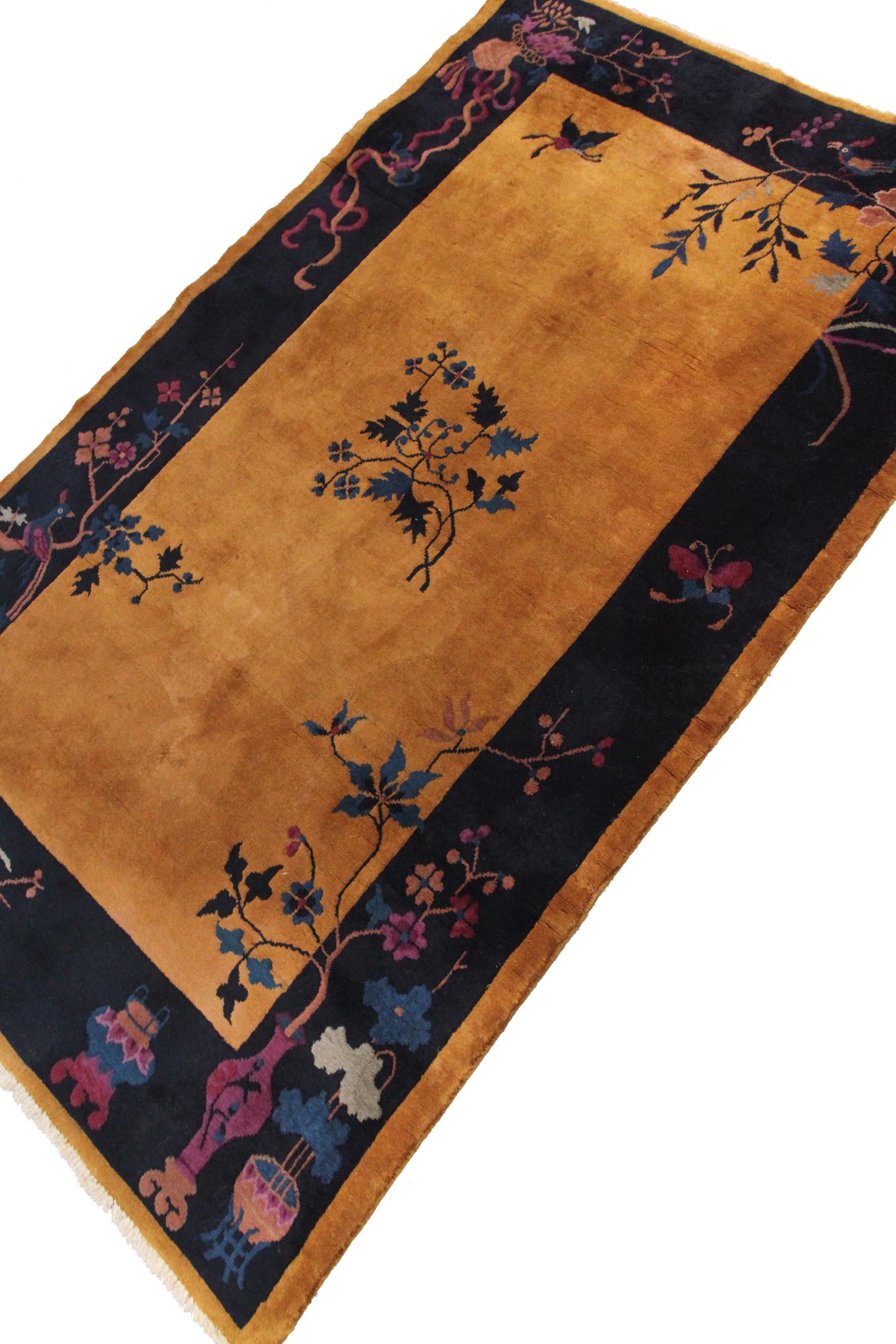 Tapis Art déco ancien Tapis chinois ancien Tapis chinois or 1920 en vente 1