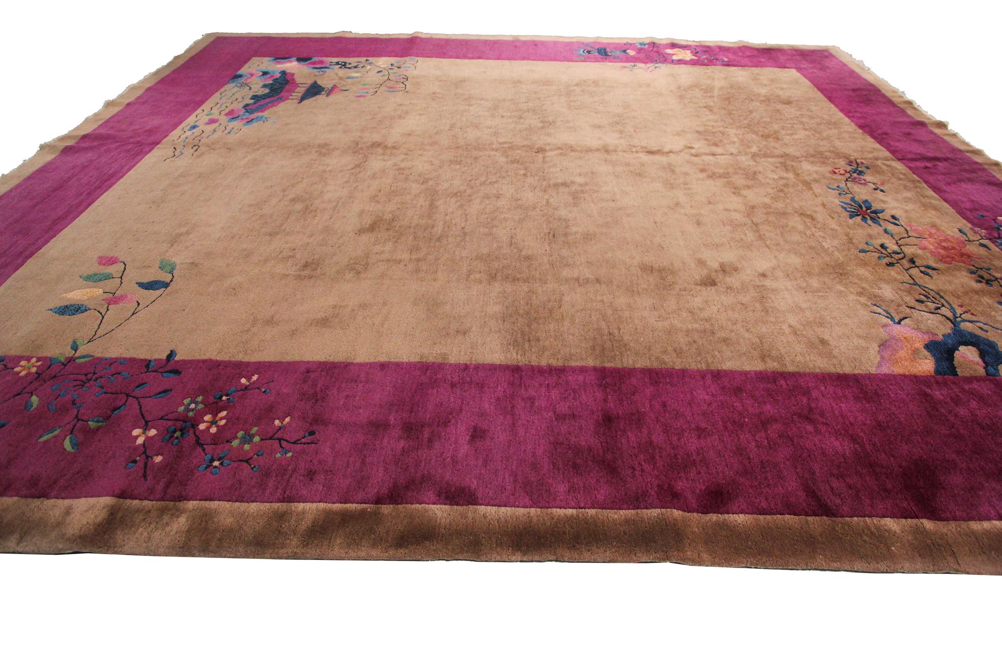 Tapis Art Déco ancien chinois ancien de Walter Nichols Tapis de 1920 9x12 277 cm x 348 cm en vente 5