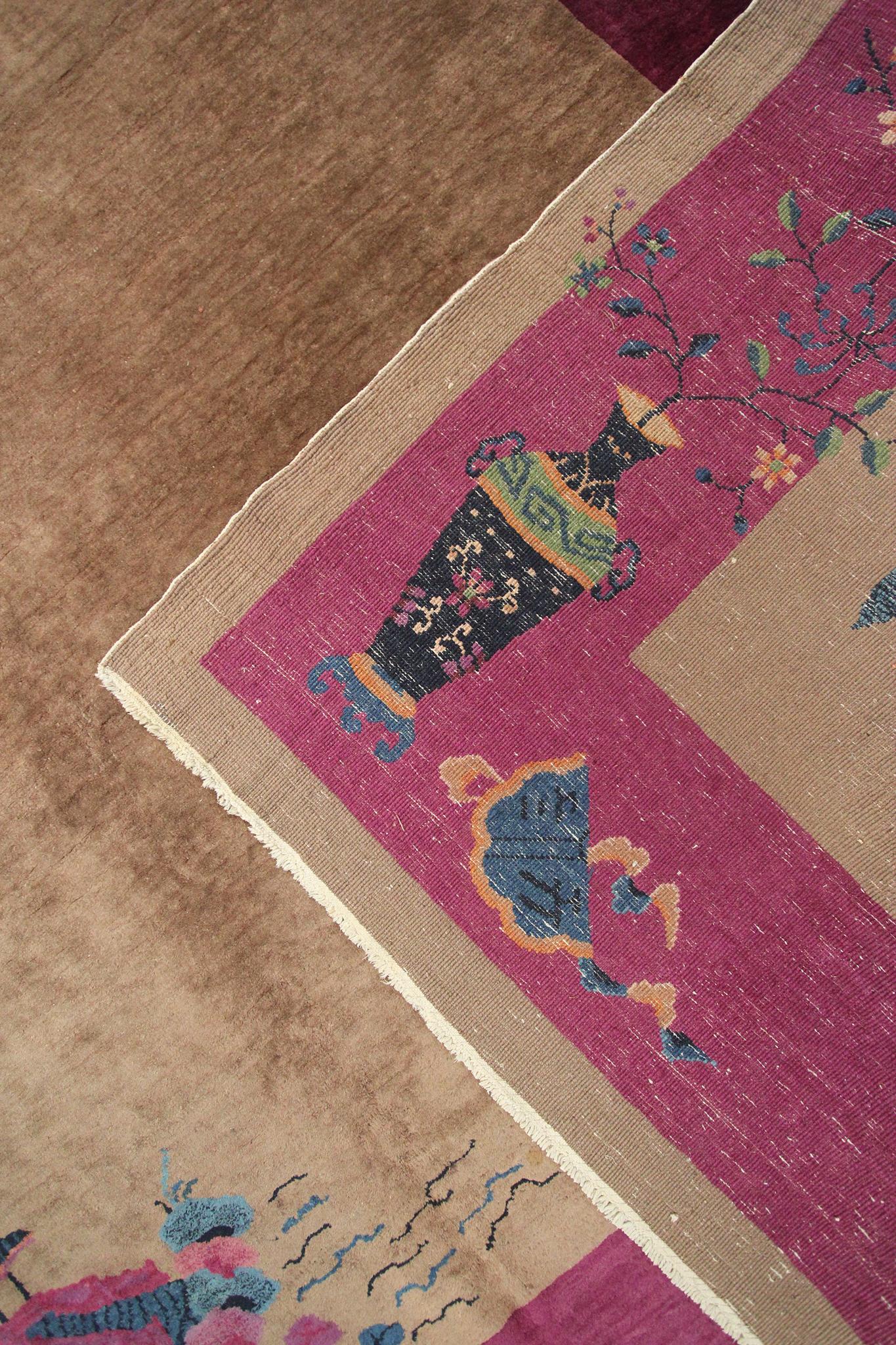 Tapis Art Déco ancien chinois ancien de Walter Nichols Tapis de 1920 9x12 277 cm x 348 cm en vente 6