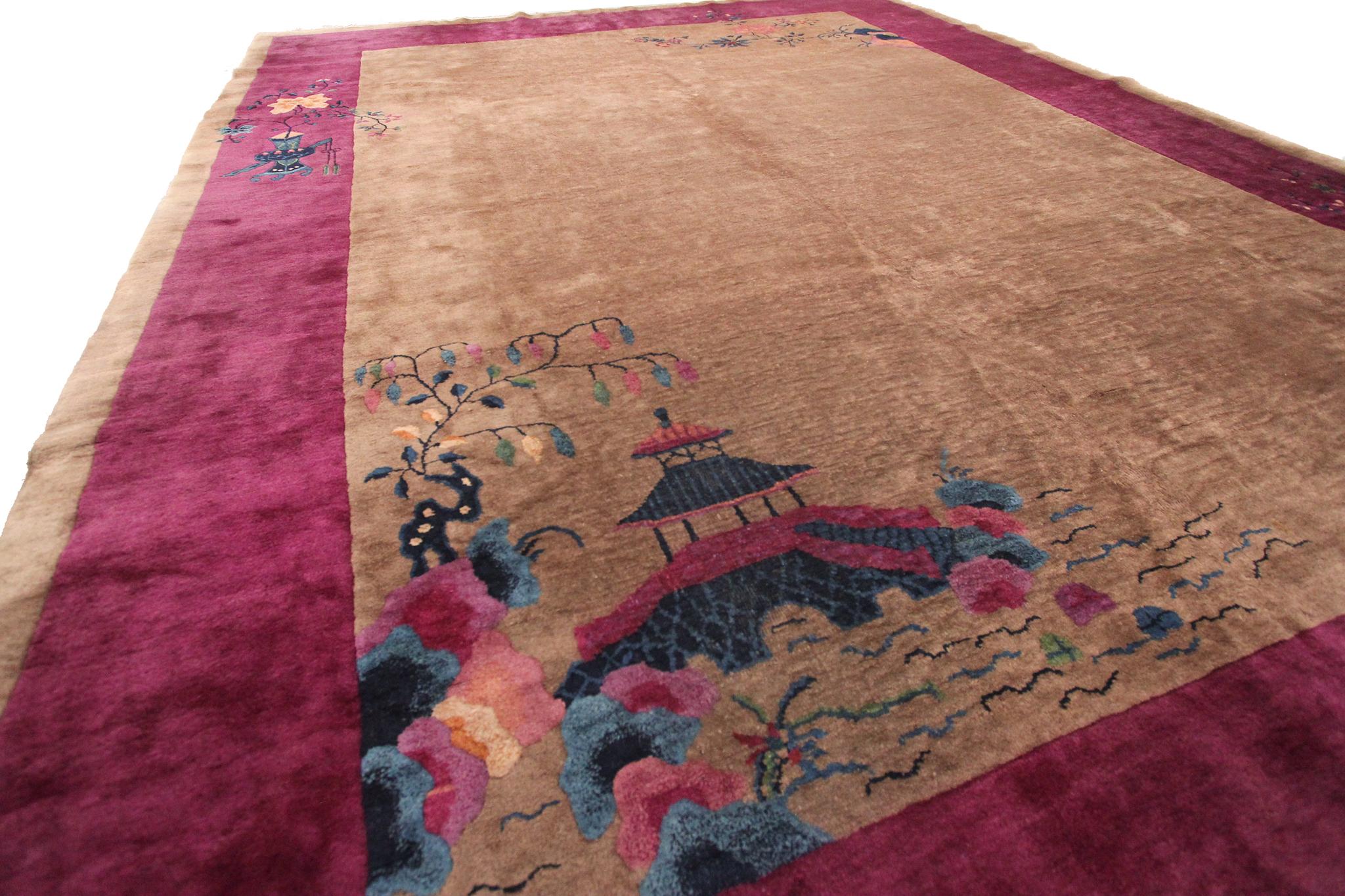 9x12 Rare Tapis Antique Art Déco Tapis Chinois Tapis Chinois 1920 Fait à la main

Circa 1920

9'1