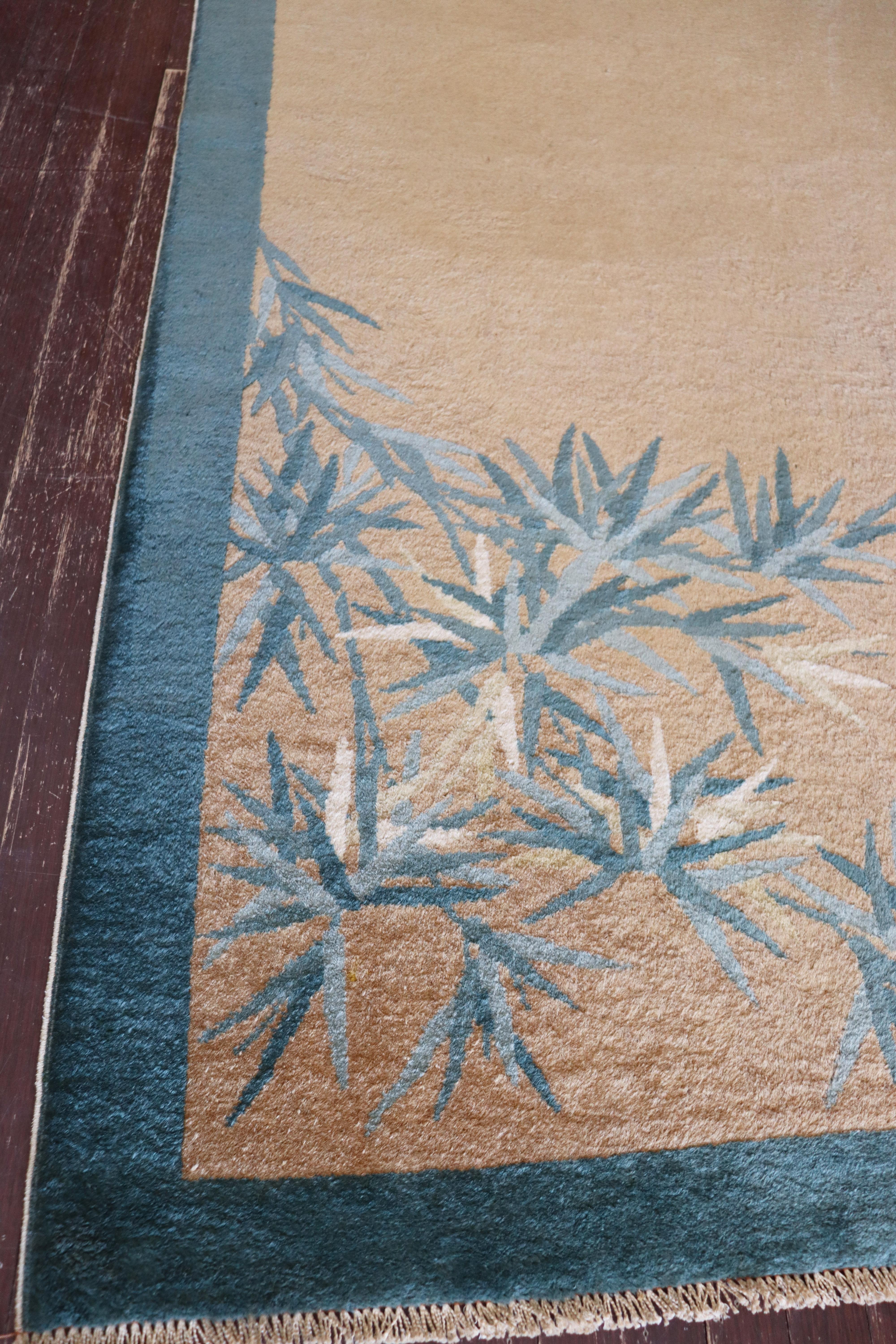 Antique Art Deco Chinese Rug, Bamboo Tree 5'1