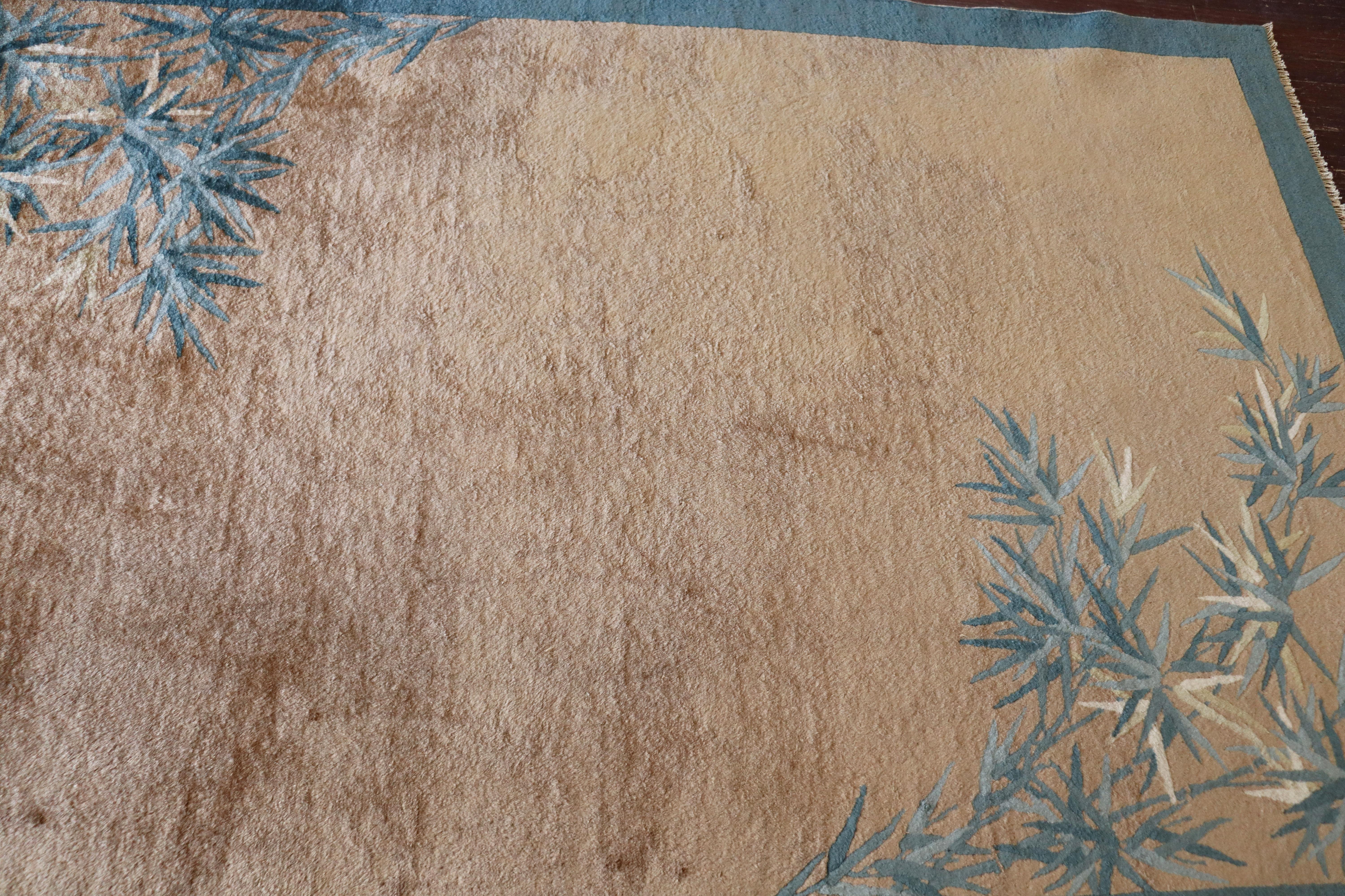 Antique Art Deco Chinese Rug, Bamboo Tree 5'1