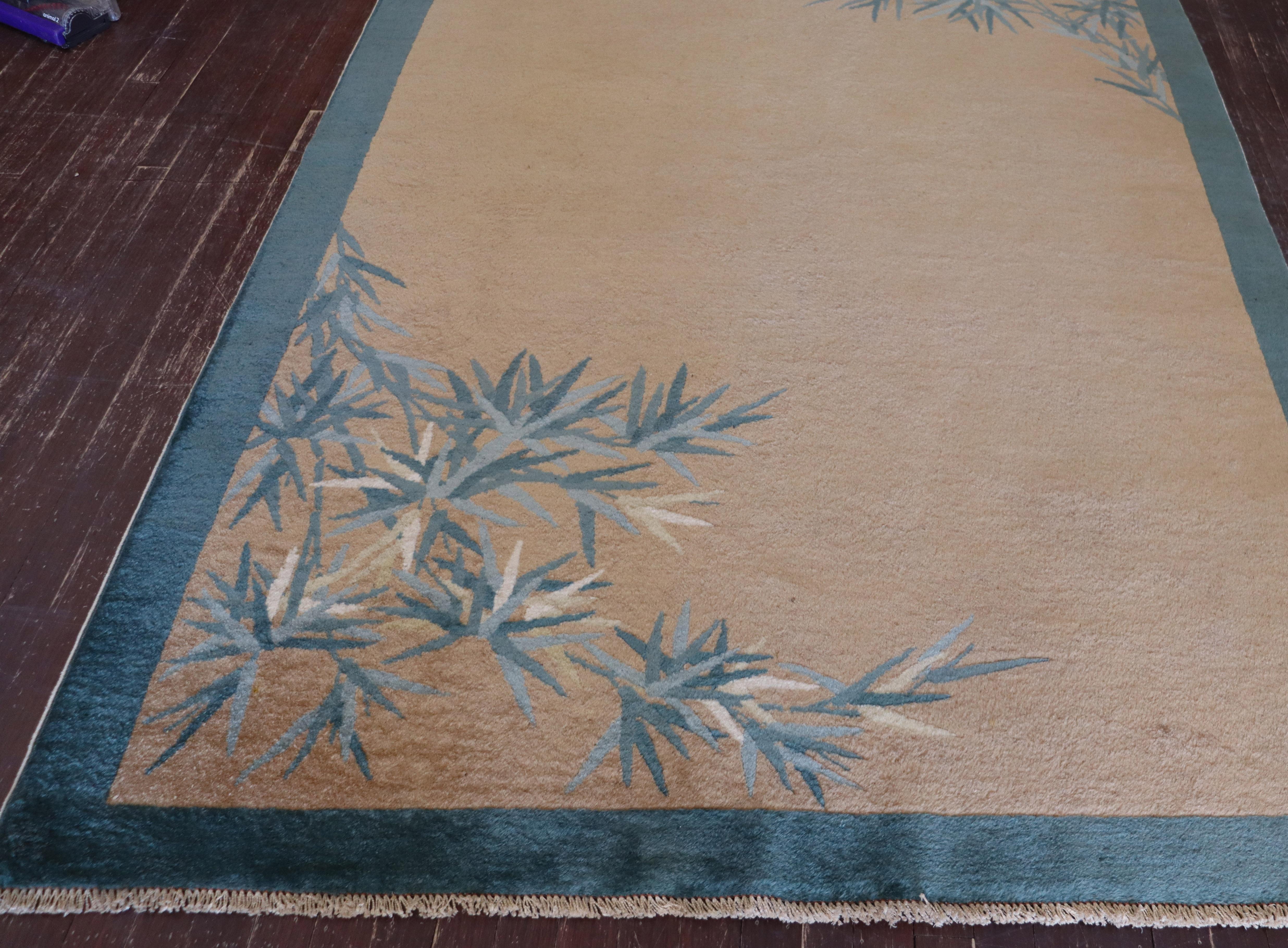 20th Century Antique Art Deco Chinese Rug, Bamboo Tree 5'1