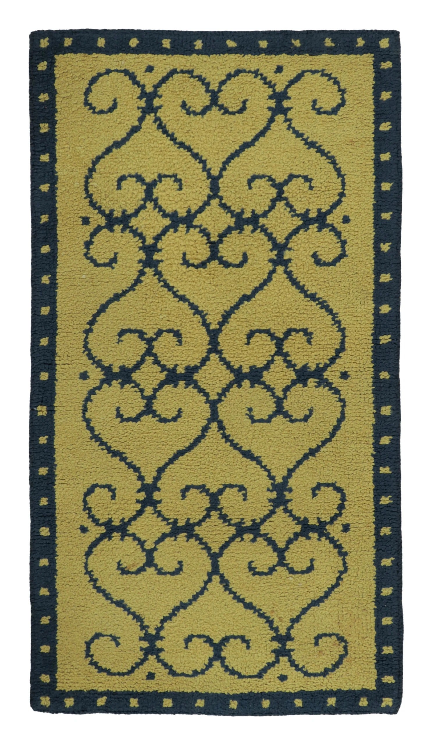Antiker Art-Déco-Teppich in Gold mit klassischem architektonischem Muster – Teppiche & Kelims im Angebot