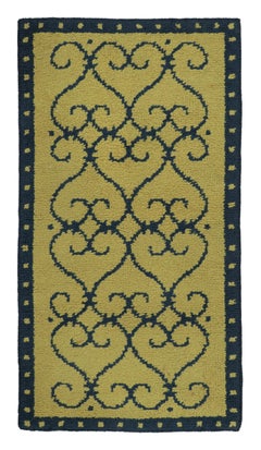 Antique Art Deco Rug in Gold with Classic Architectural Design - Rug & Kilim
