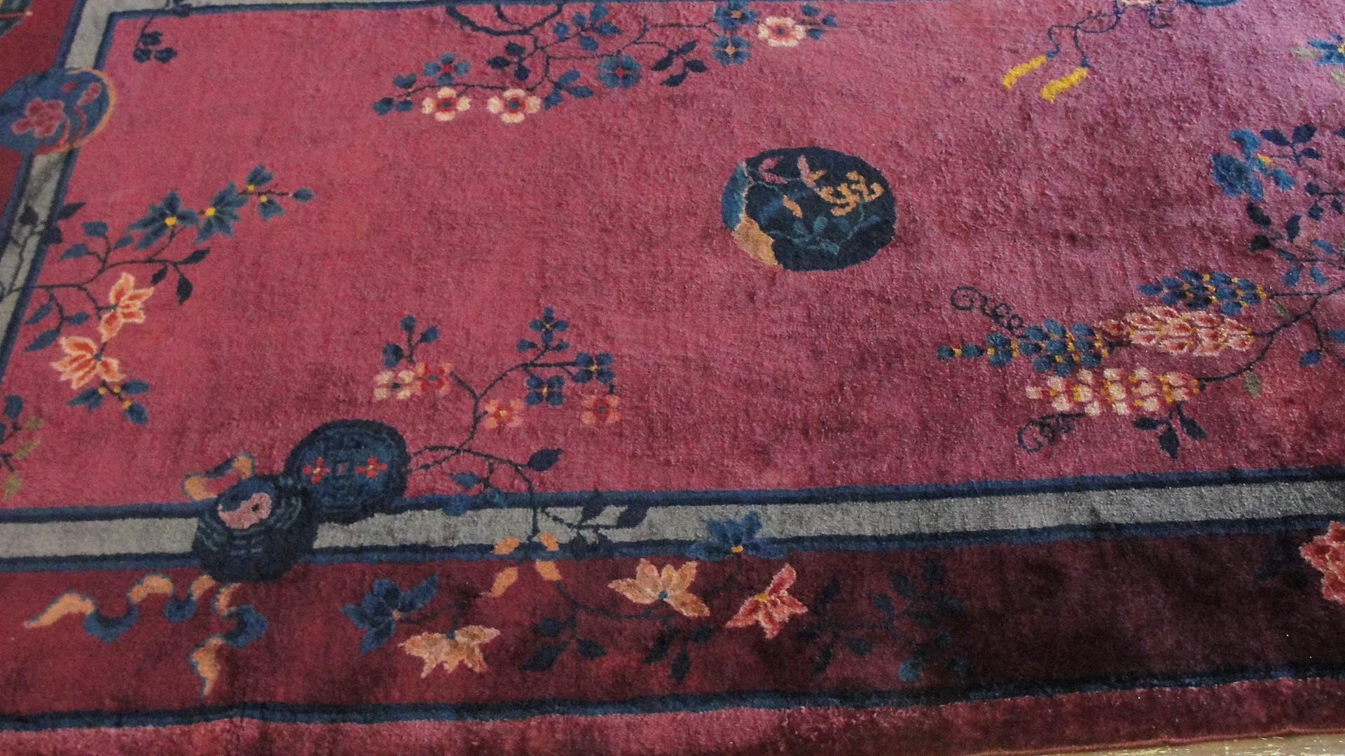 Hand-Knotted Antique Art Deco Rug, Purple
