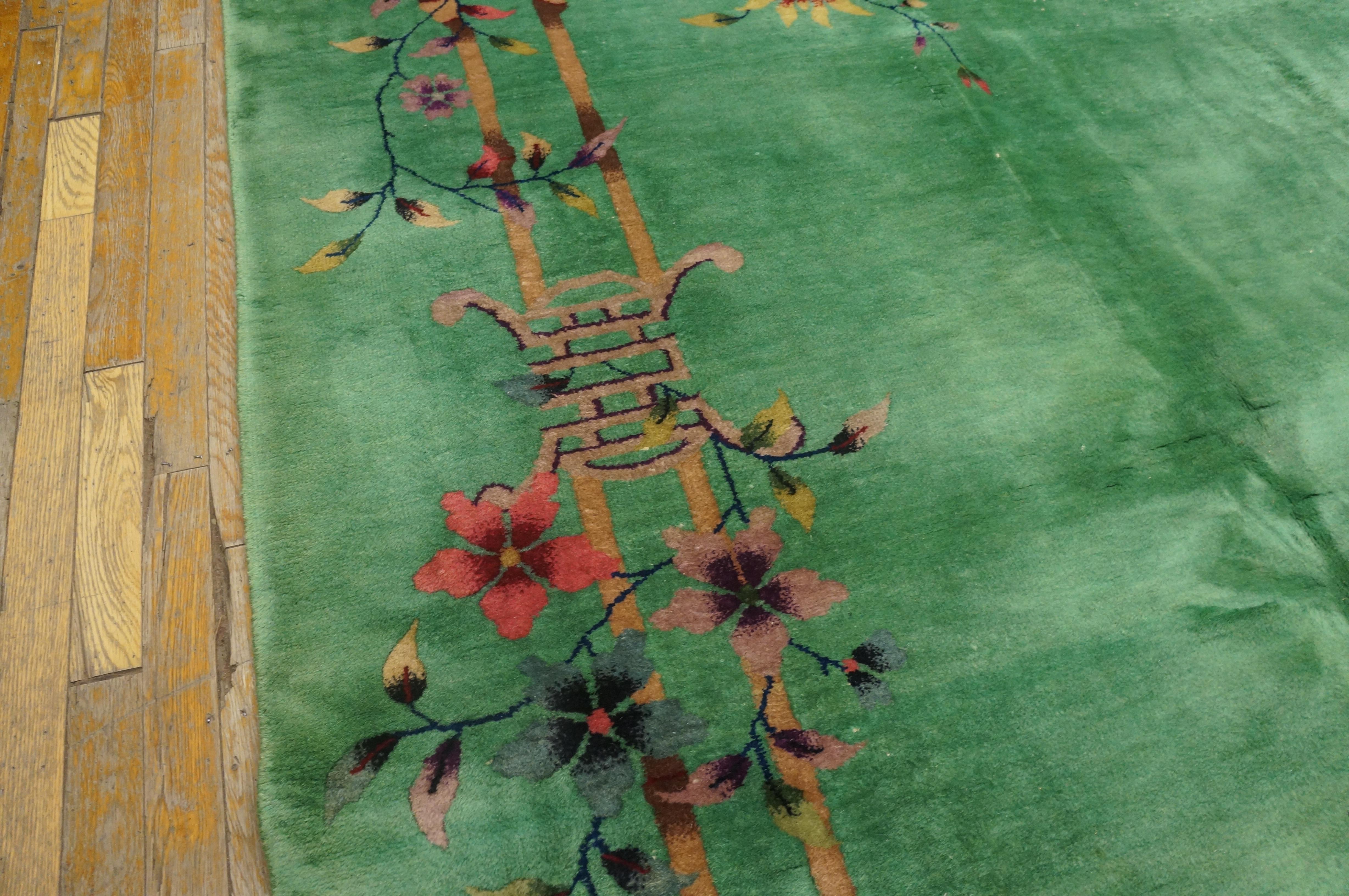 Hand-Knotted 1920s Chinese Art Deco Carpet ( 8'8