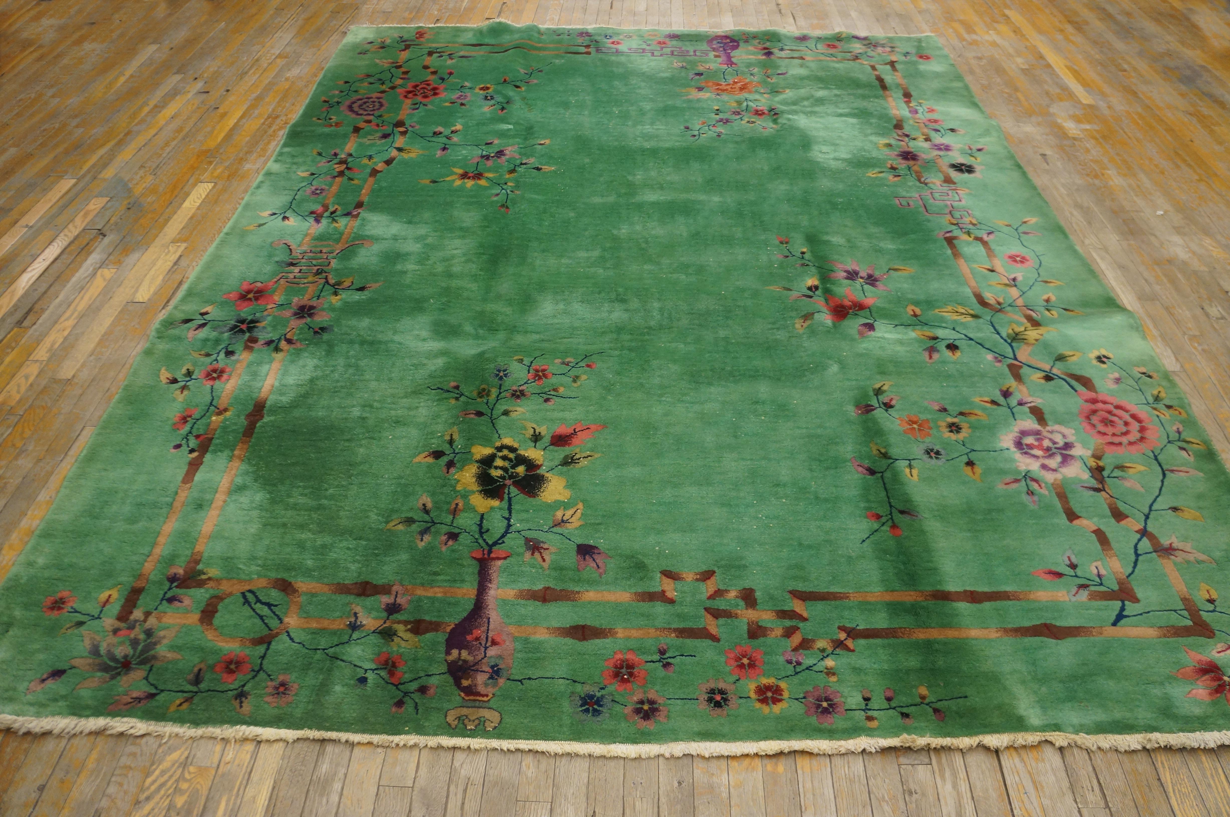 Early 20th Century 1920s Chinese Art Deco Carpet ( 8'8