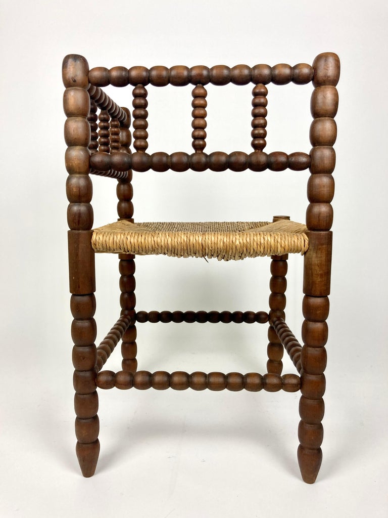 antique-art-deco-rush-seat-bobbin-turned-corner-chair-for-sale-at-1stdibs