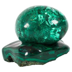 Antique Art Deco Russian Polished Malachite Egg and Stand 20th Century