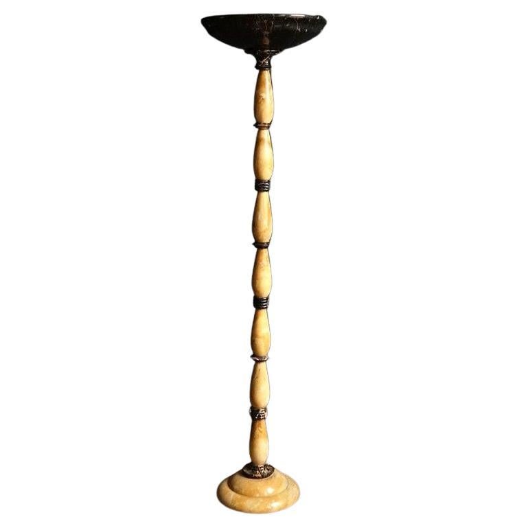 Antique Art Deco Saint Laurent and Sienna Marble Floor Lamp, 1930s