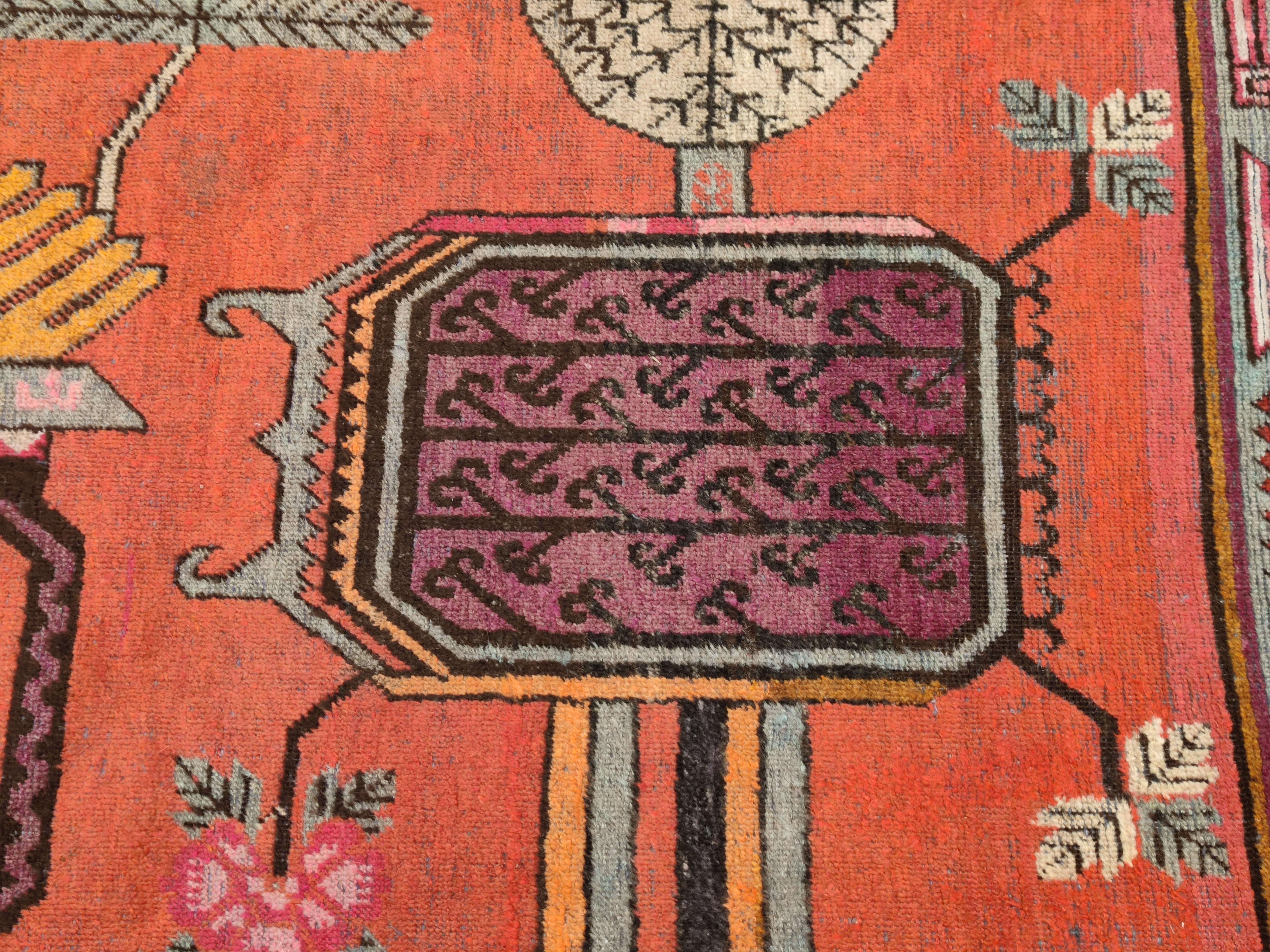 Hand-Knotted Antique Art Deco Samarkand Prestige Rug