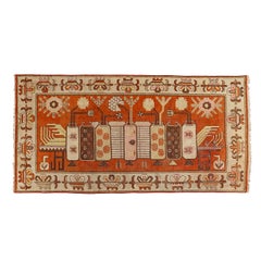 Antiker Samarkand-Prestige-Teppich im Art déco-Stil mit blühenden antiken chinesischen Vasen