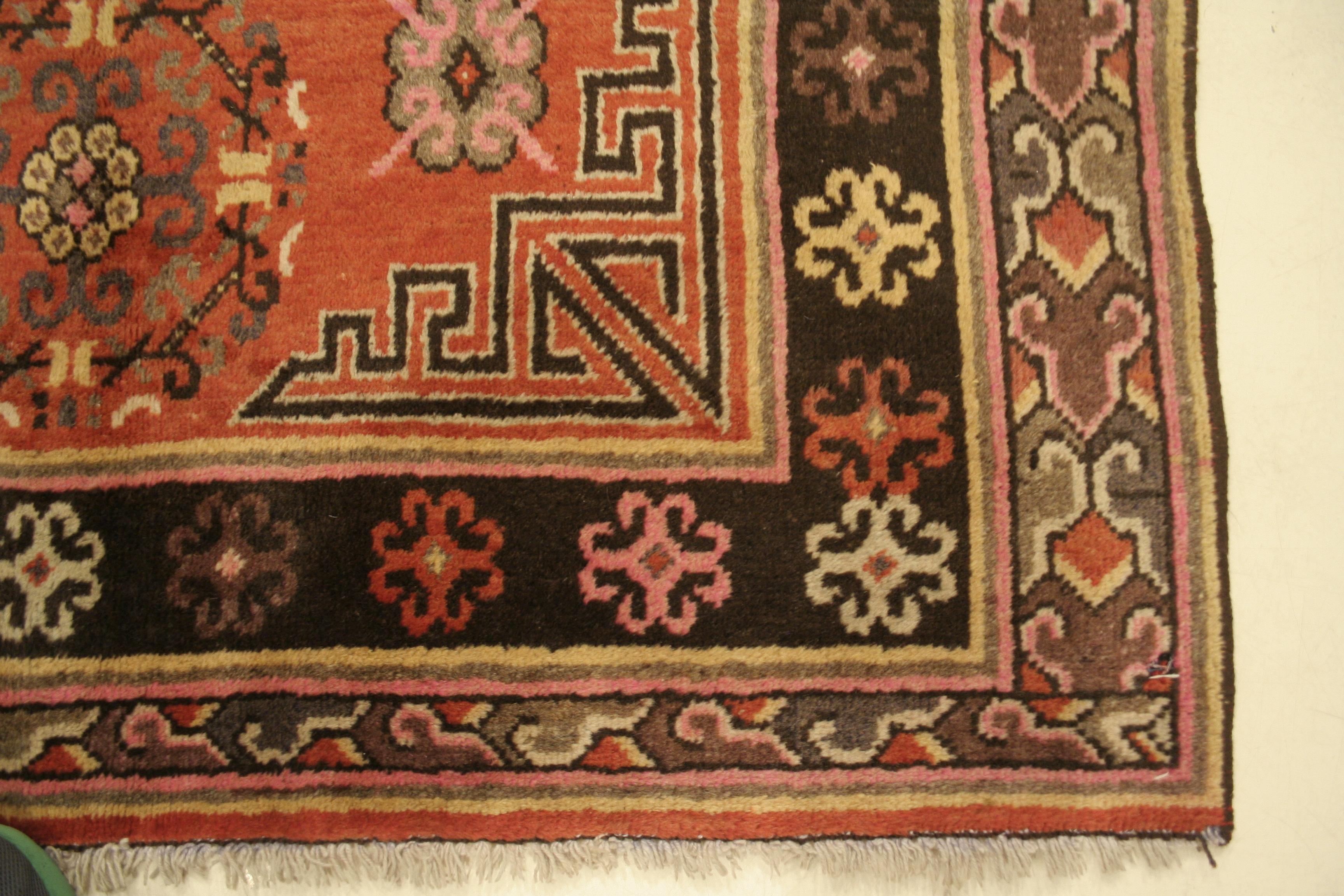 Khotan Antique Art Deco Samarkand Rug with Mandala Roundels For Sale