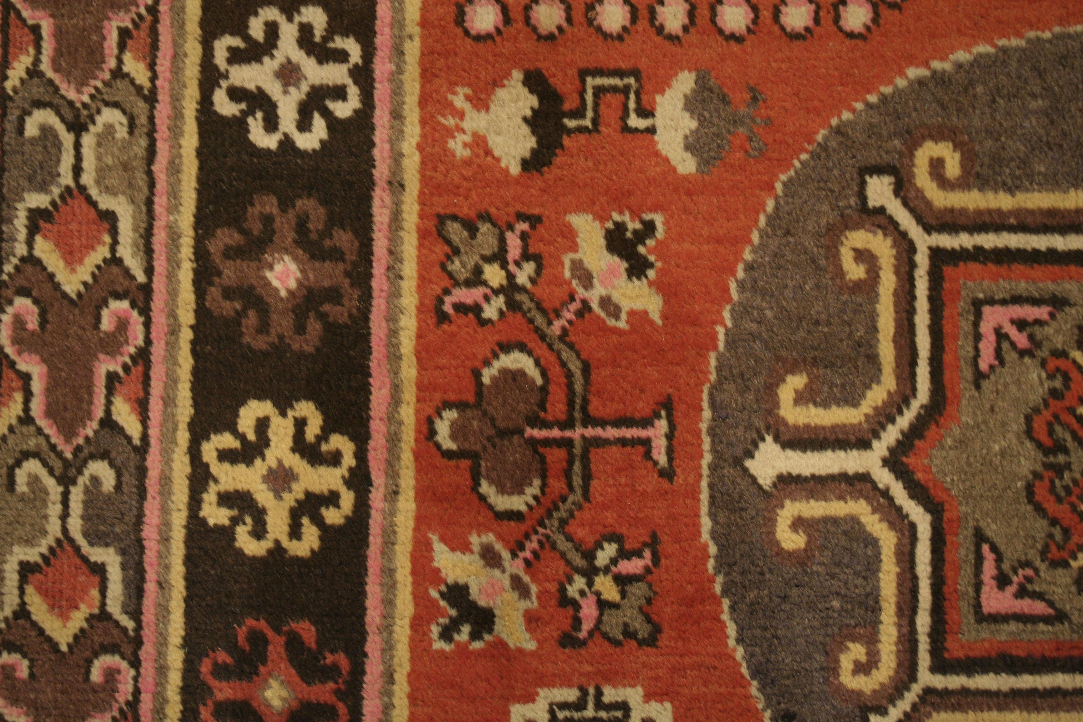 East Turkestani Antique Art Deco Samarkand Rug with Mandala Roundels For Sale
