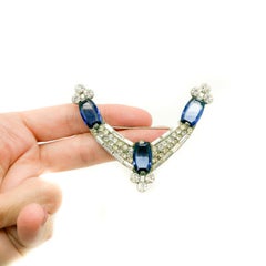 Antique Art Deco Sapphire Paste Brooch 1930s