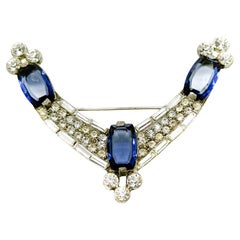 Antique Art Deco Sapphire Paste Brooch 1930s