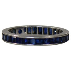Fede nuziale in platino con zaffiro in stile antico Art Deco