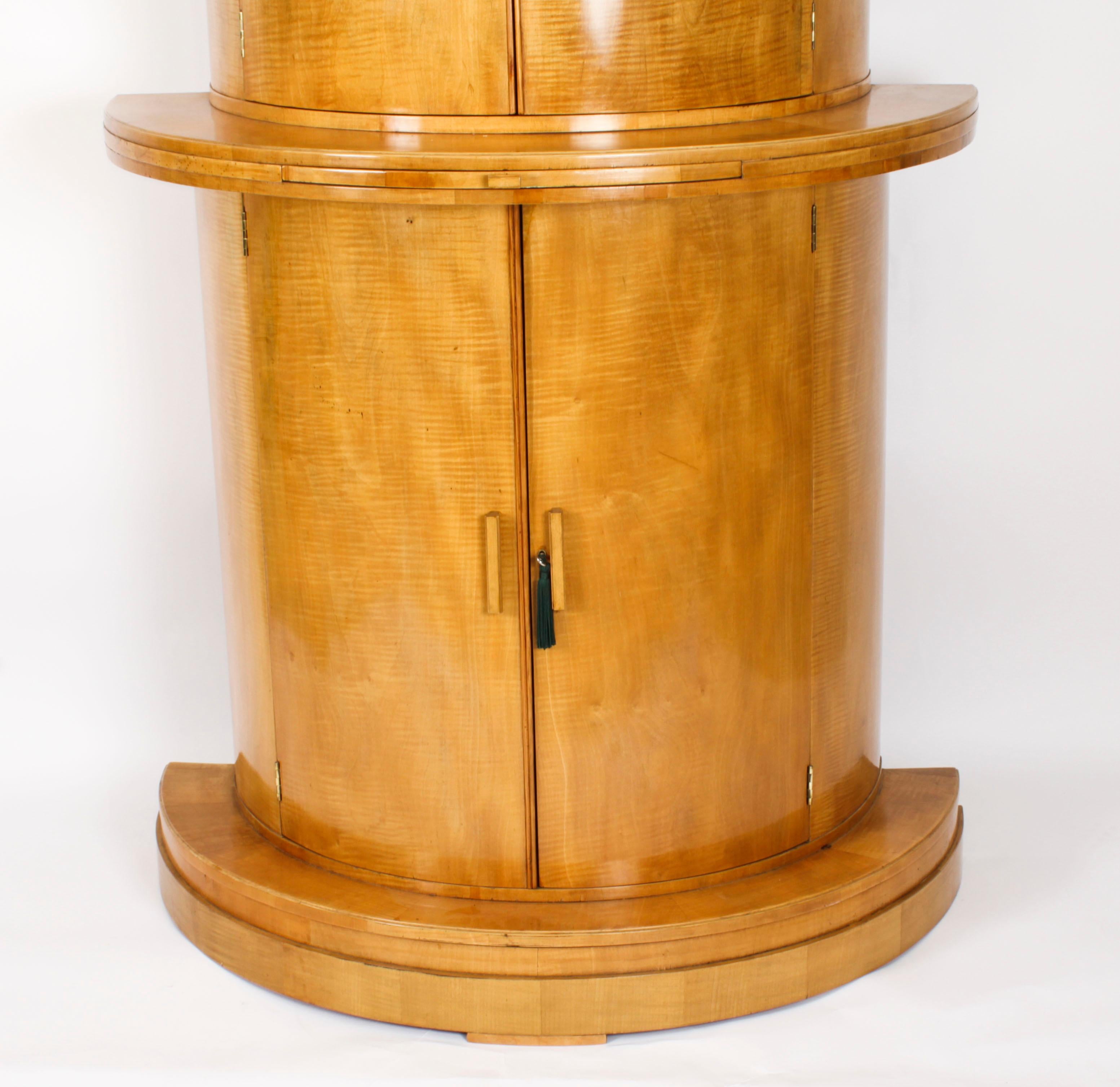 Antique Art Deco Satinwood Cocktail Cabinet by Hille & Glassware 1920s For Sale 7