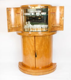 Antique Art Deco Satinwood Cocktail Cabinet by Hille & Glassware 1920s