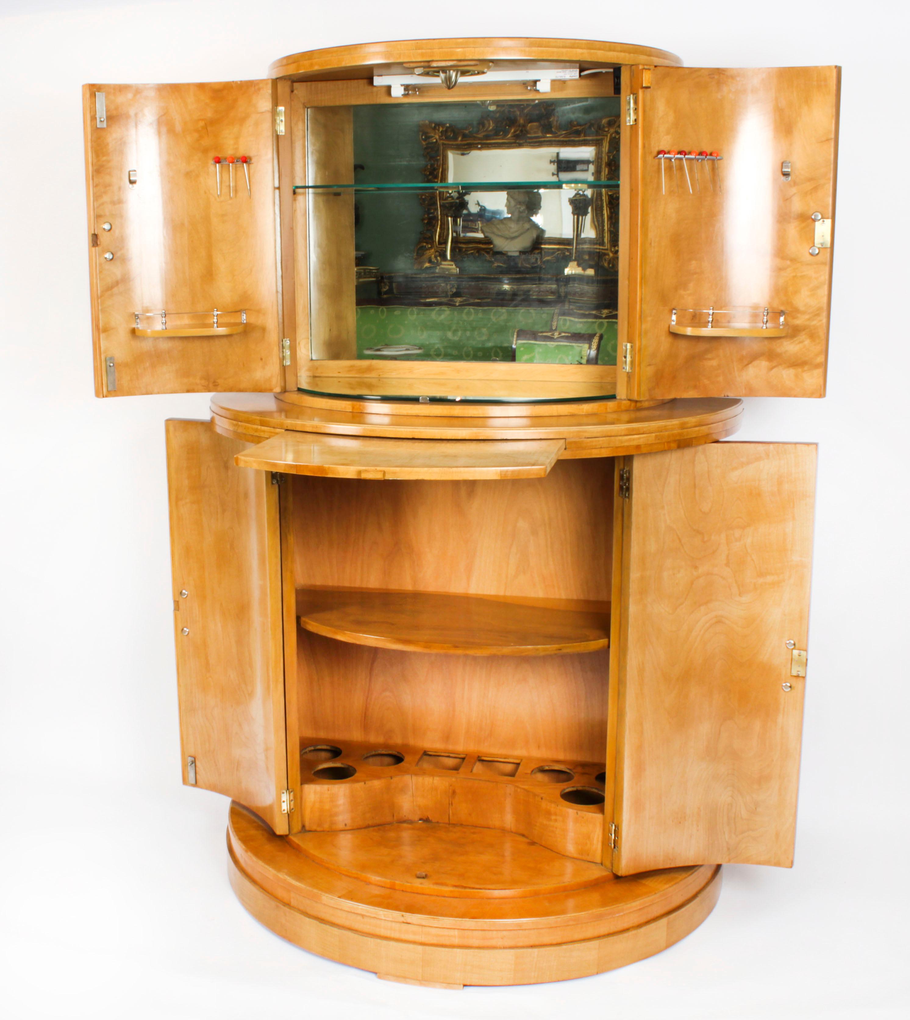 Antigua coctelera Art Decó de madera satinada de Hille & Glassware Años 20 Inglés