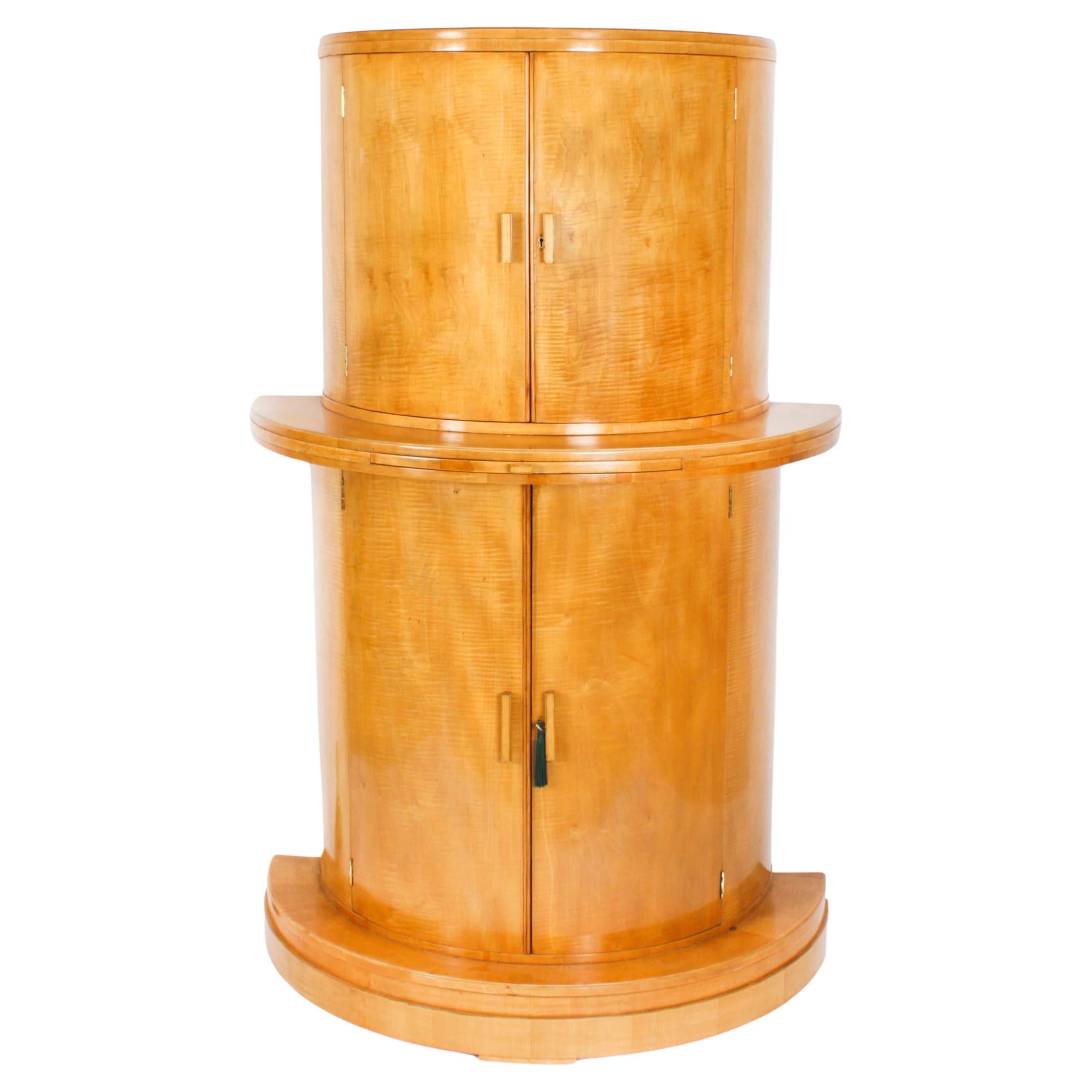 Antique Art Deco Satinwood Cocktail Cabinet by Hille & Glassware 1920s For Sale