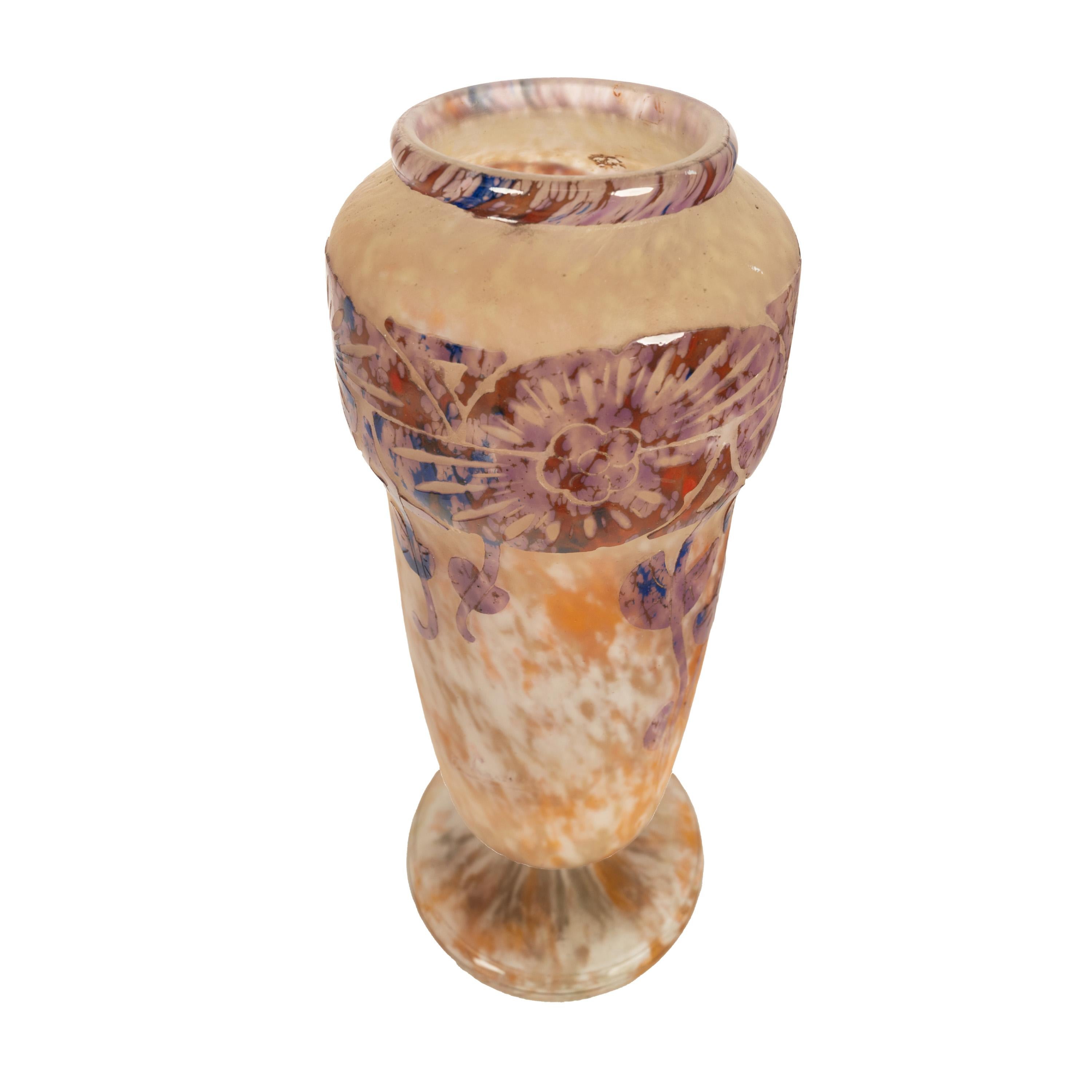 Antico vaso in vetro artistico Art Deco Schneider 