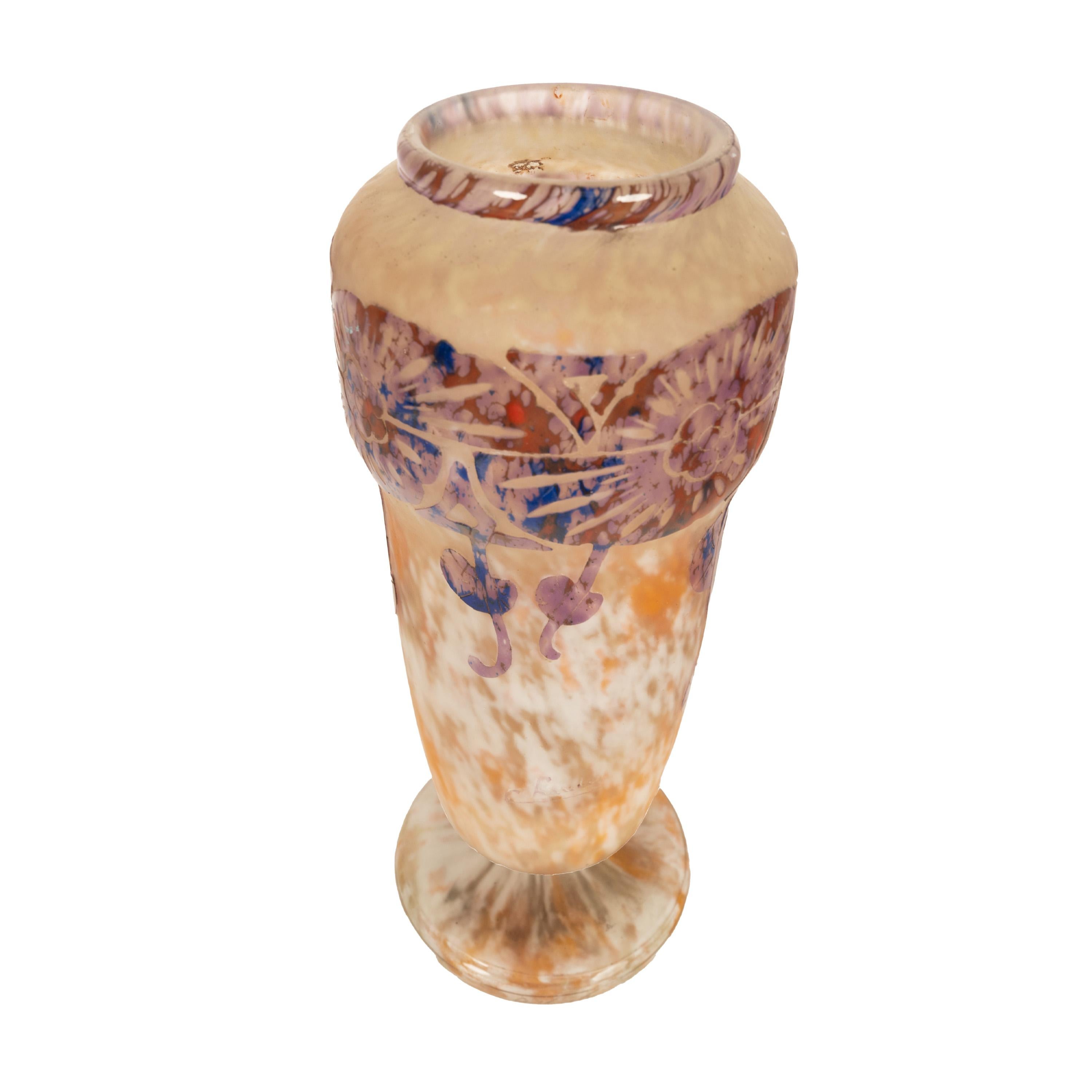 Antico vaso in vetro artistico Art Deco Schneider 