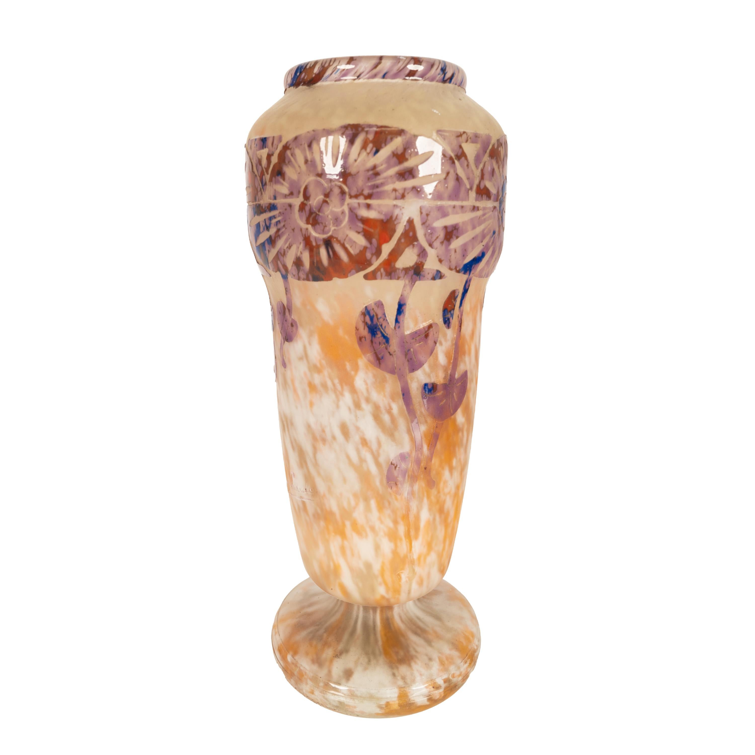 Art Déco Antico vaso in vetro artistico Art Deco Schneider 