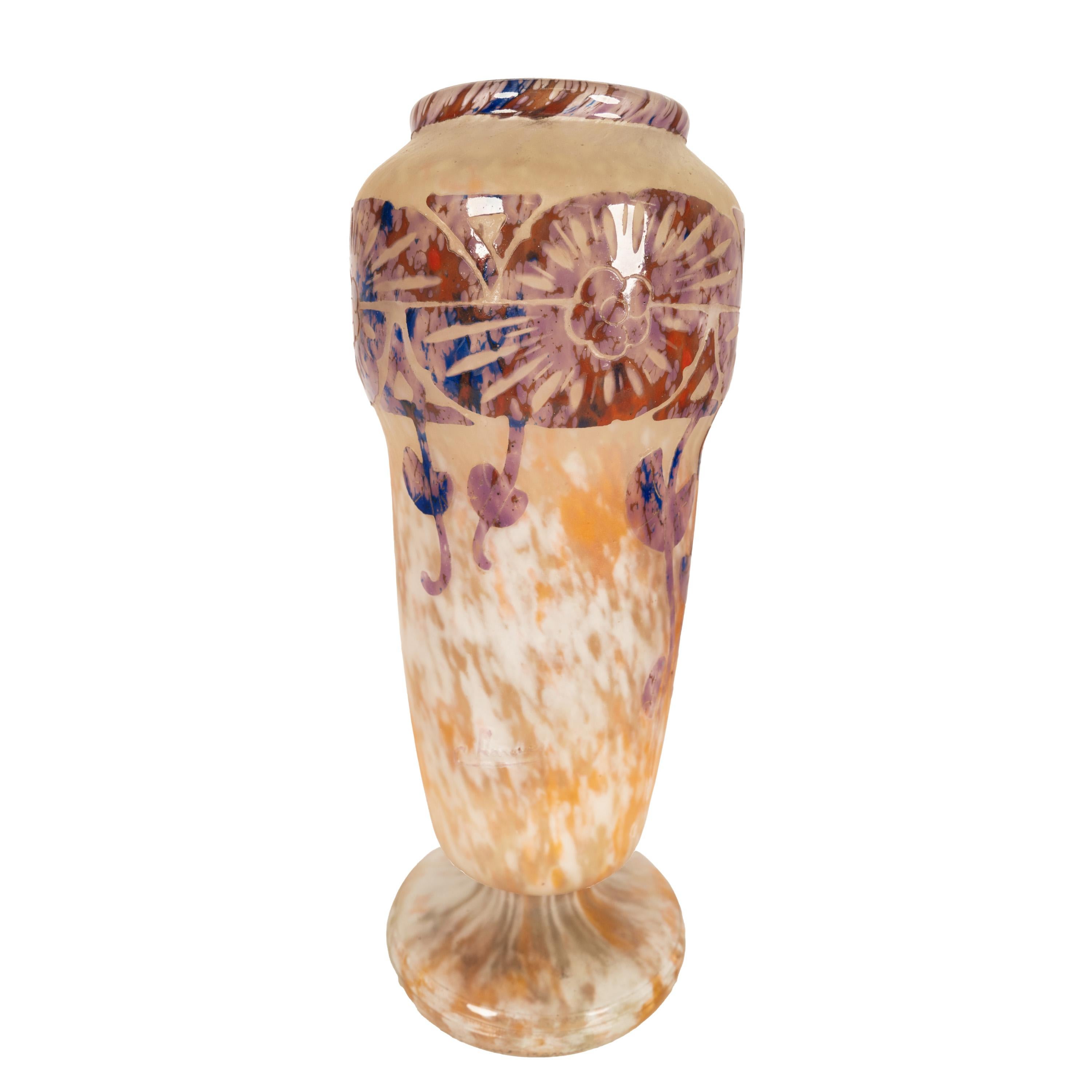 Francese Antico vaso in vetro artistico Art Deco Schneider 