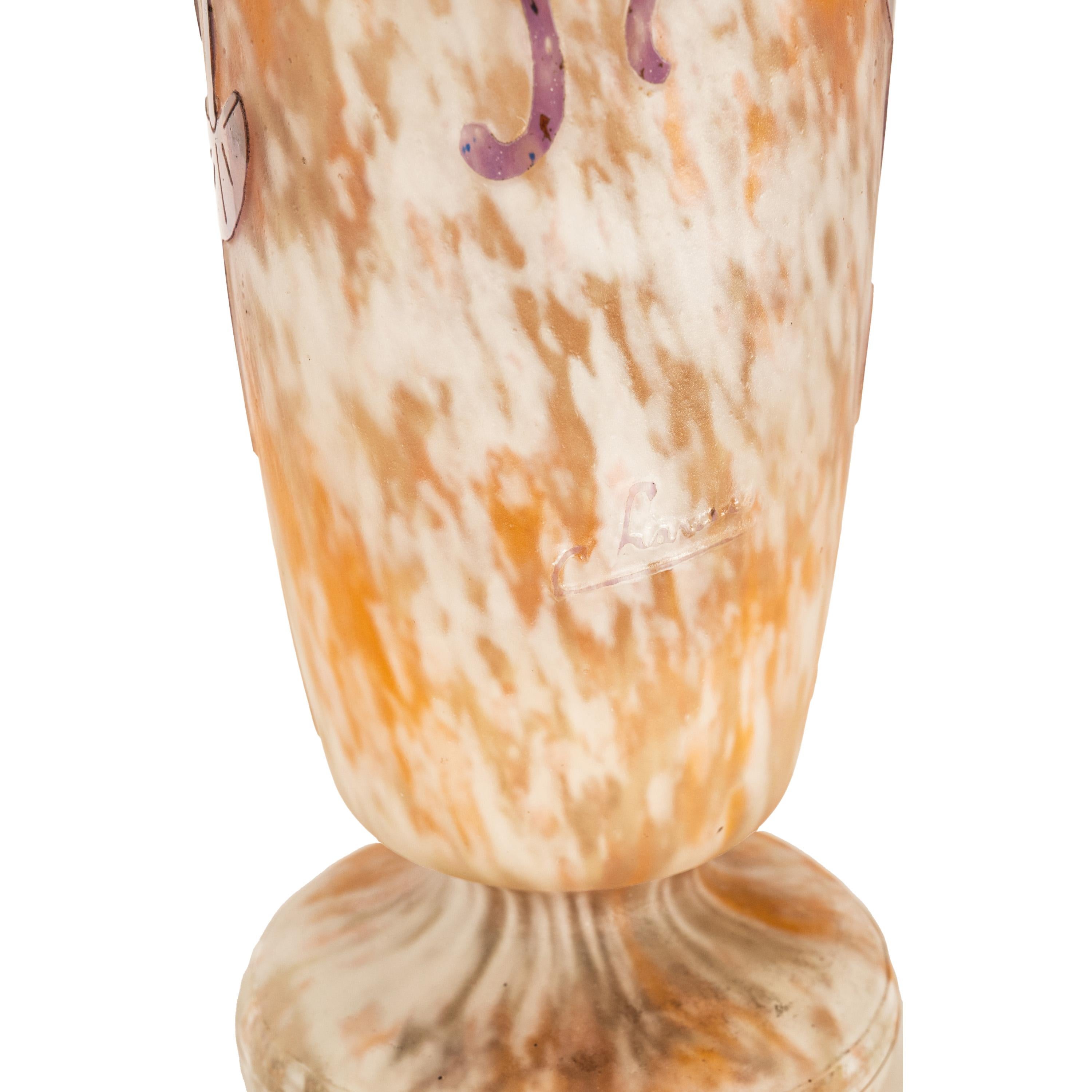 Antico vaso in vetro artistico Art Deco Schneider 