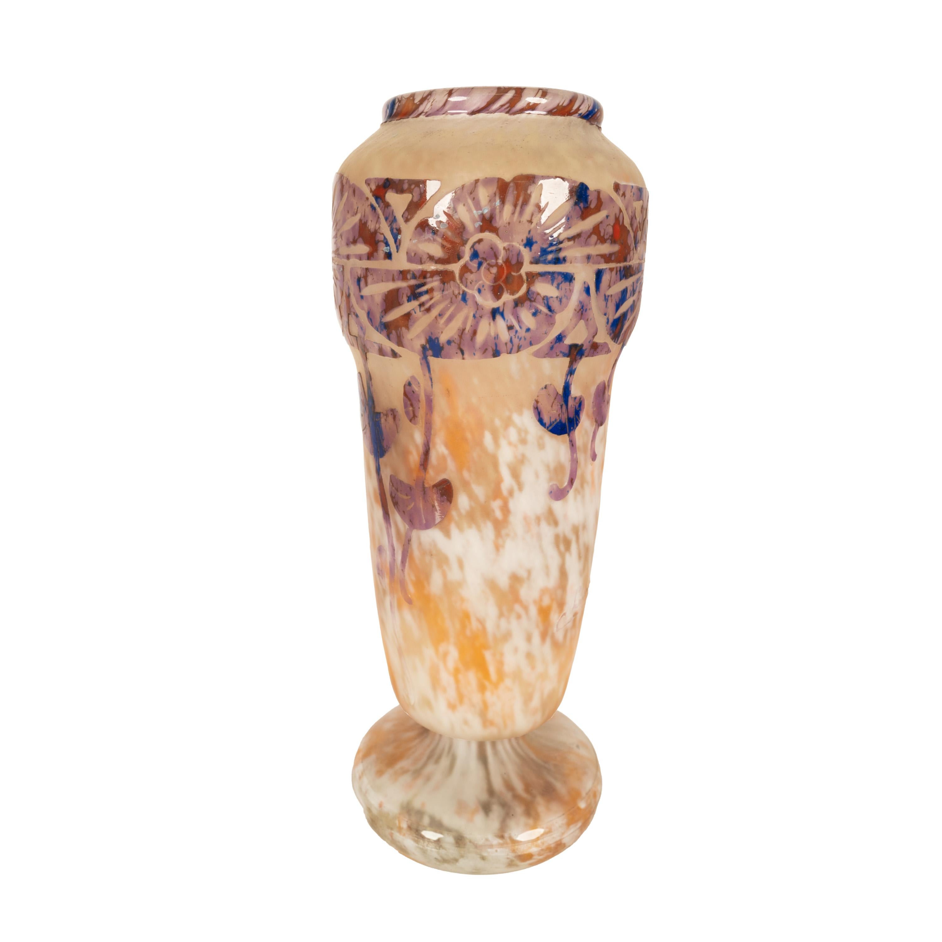 XX secolo Antico vaso in vetro artistico Art Deco Schneider 