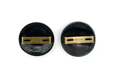 Antique Art Deco Shoe Buckle Pair Celluloid Green Paste Metal