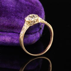 Antique Art Deco Shreve and Co 18K Yellow Gold Old Euro Diamond Engagement Ring