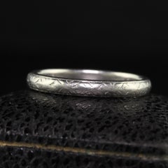 Antique Art Deco Shreve and Co Platinum Engraved Wedding Band - Size 7