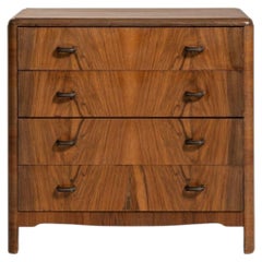 Antique Art Deco Side Cabinet, Dark Walnut, France, 1930s Design