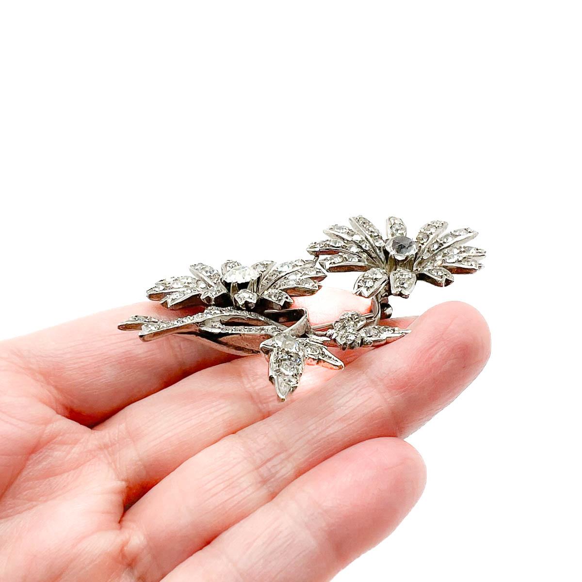 Antique Art Deco Silver Floral Spray Brooch 1930s For Sale 1