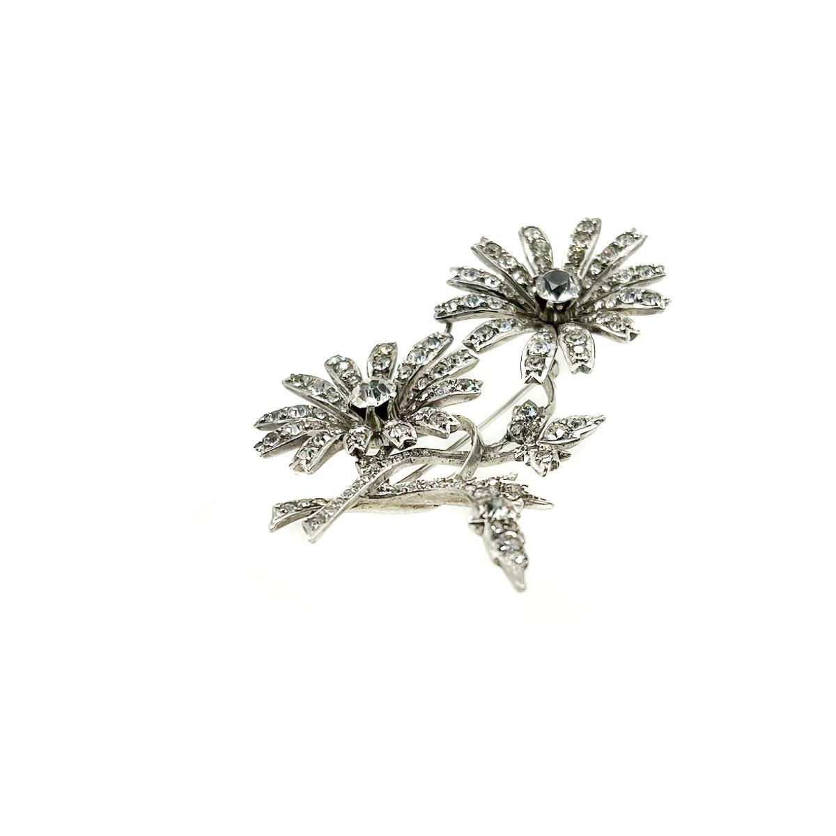 Antique Art Deco Silver Floral Spray Brooch 1930s For Sale 2
