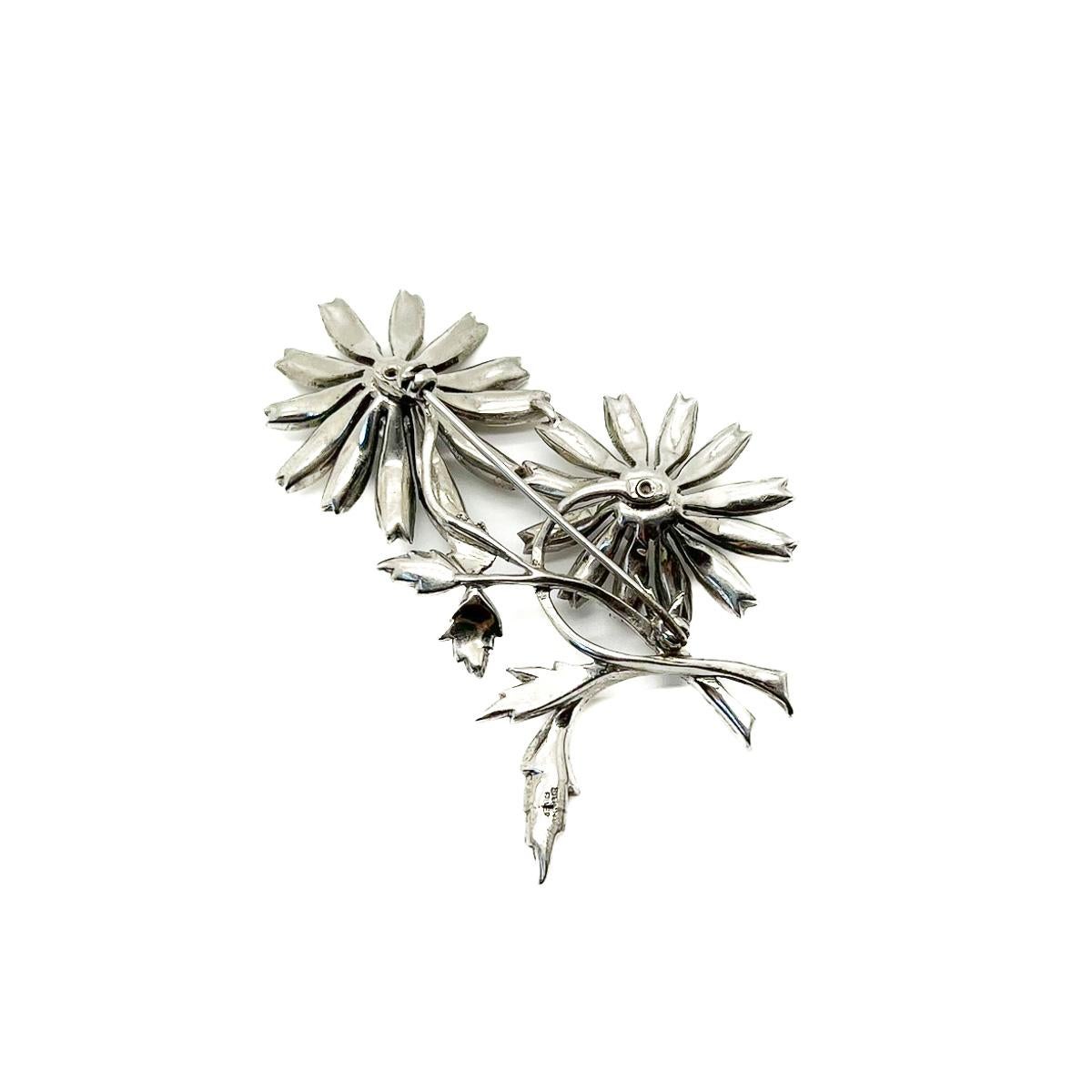 Antique Art Deco Silver Floral Spray Brooch 1930s For Sale 3
