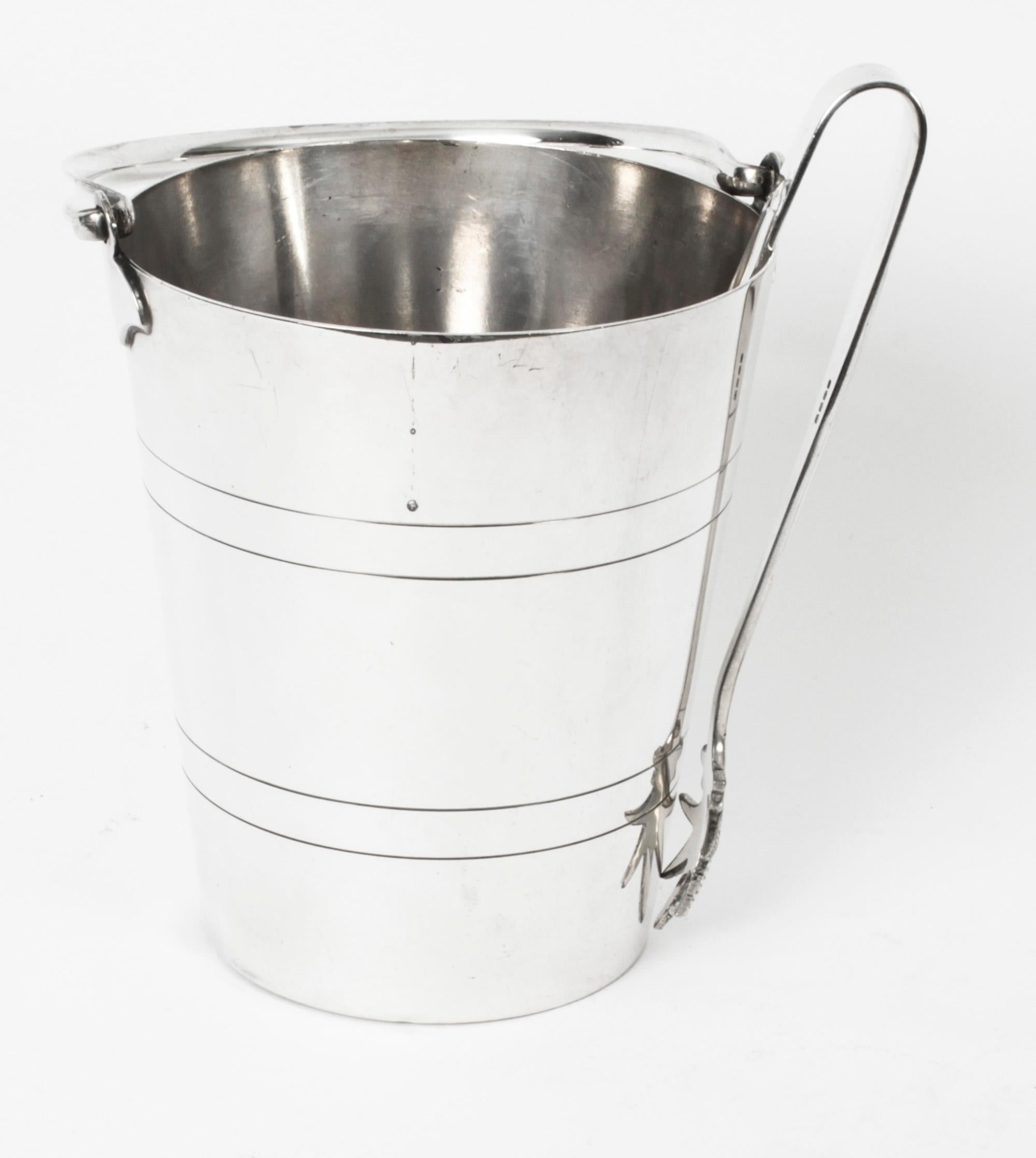 Antique Art Deco Silver Plate Ice Bucket Cooler, 1920s 10