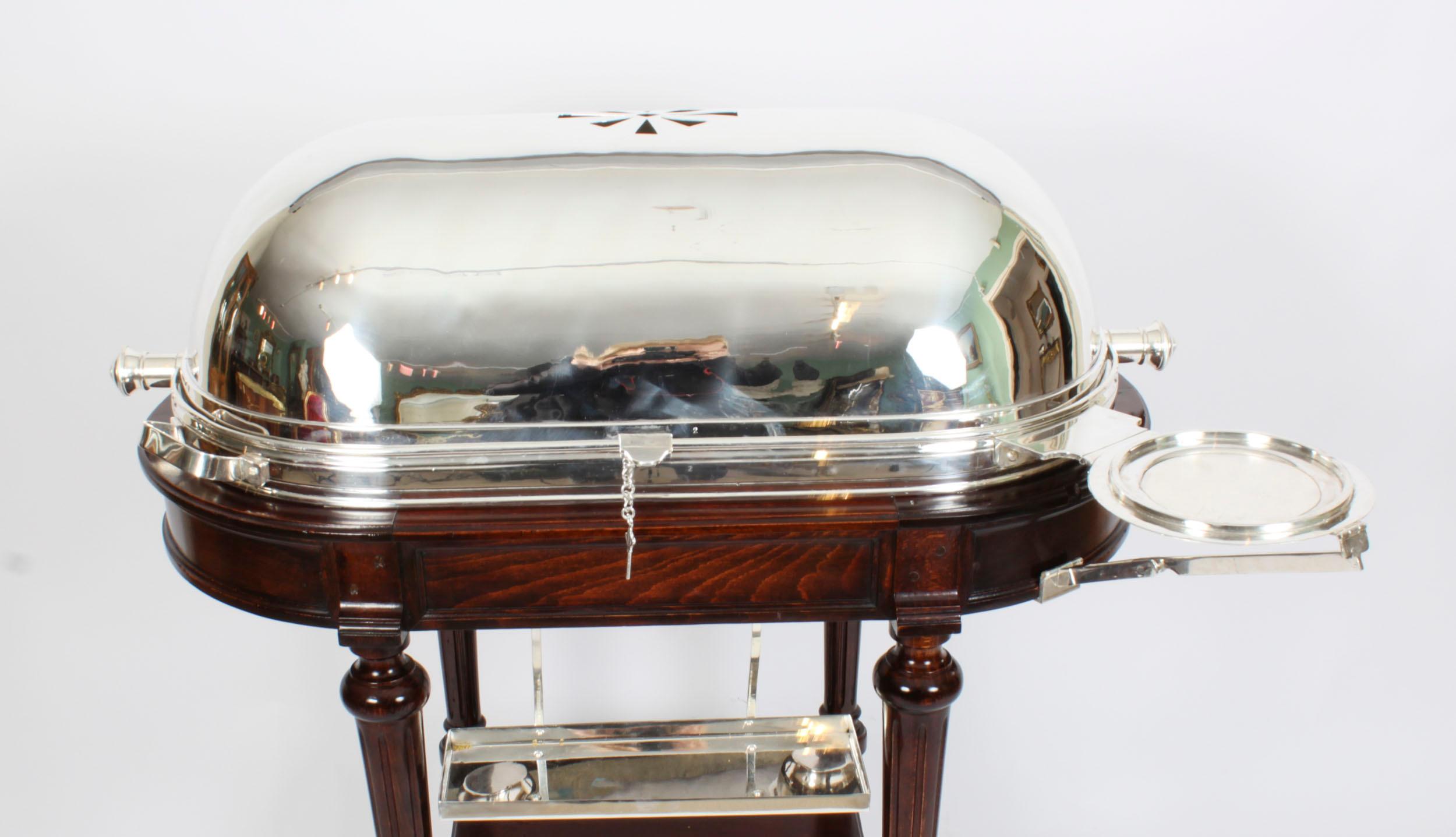 Antique Art Deco Silver Plated Beef Carving Trolley Beef Wagon, 1920s In Good Condition In London, GB
