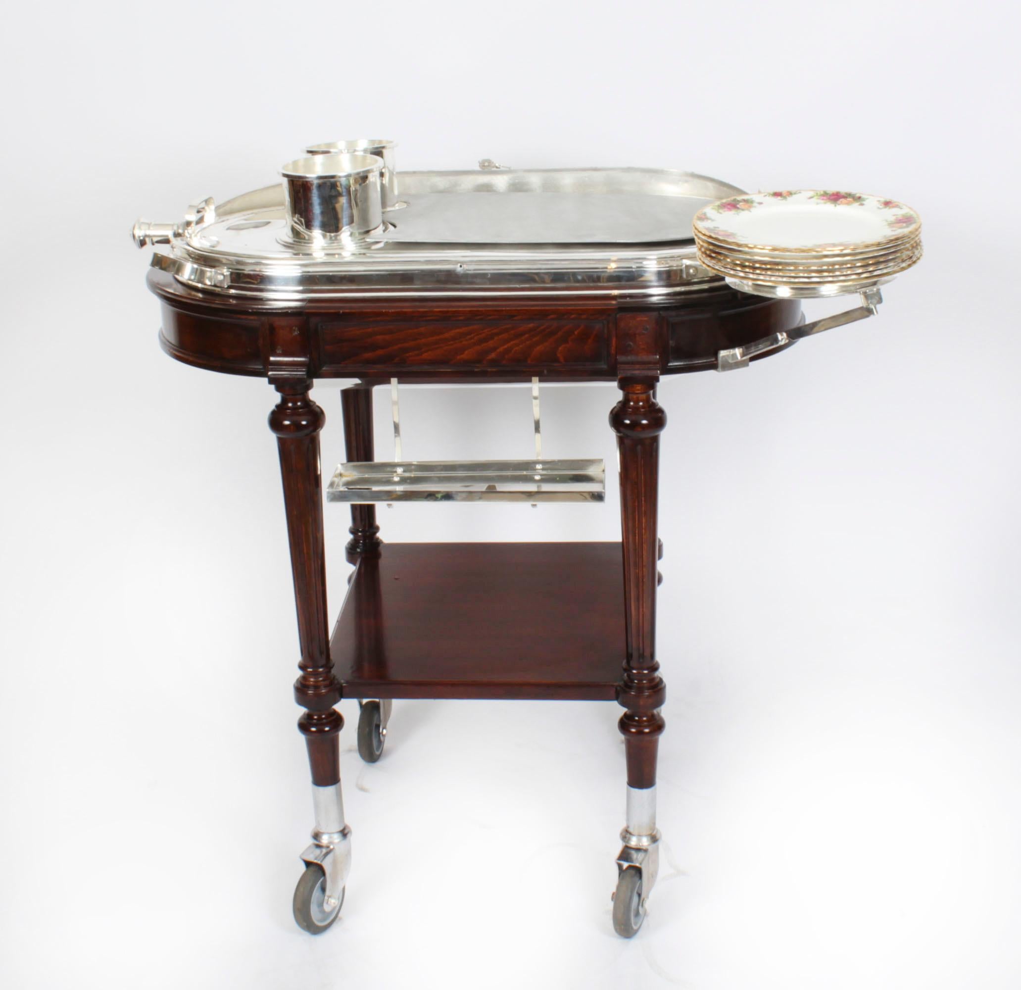 Early 20th Century Antique Art Deco Silver Plated Beef Carving Trolley Beef Wagon, 1920s