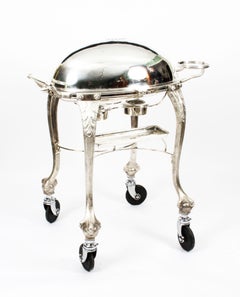 Antique Art Deco Silver Plated Beef Carving Trolley Cart, 1930s