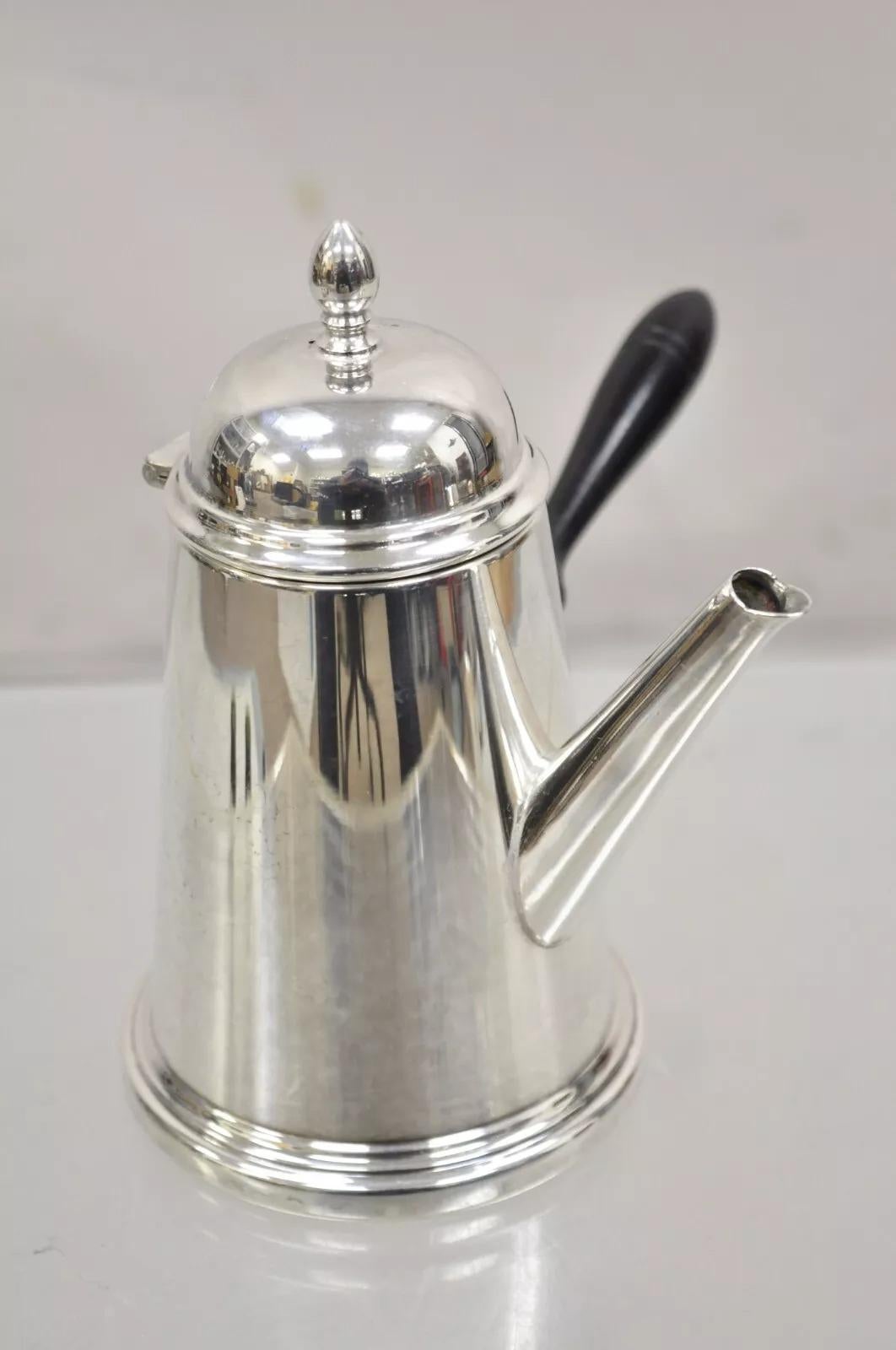 Unknown Antique Art Deco Silver Plated Chocolate Pot Coffee Pot Tea Pot w/ Wooden Handle