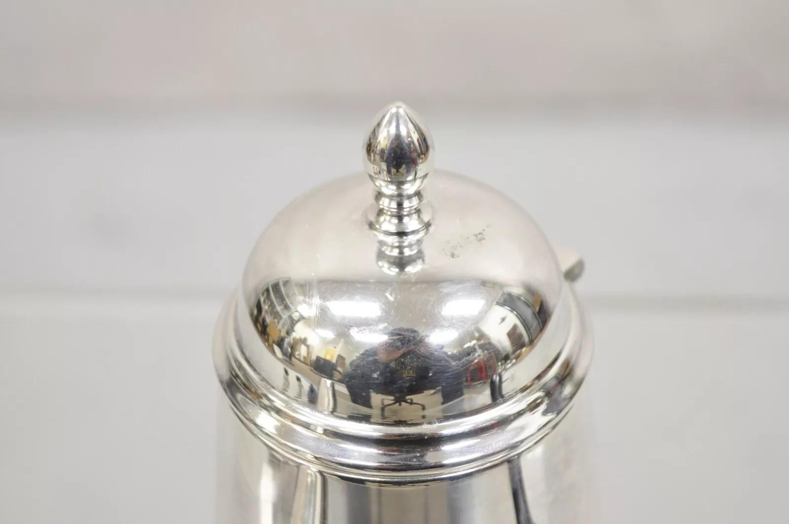 Antique Art Deco Silver Plated Chocolate Pot Coffee Pot Tea Pot w/ Wooden Handle 1