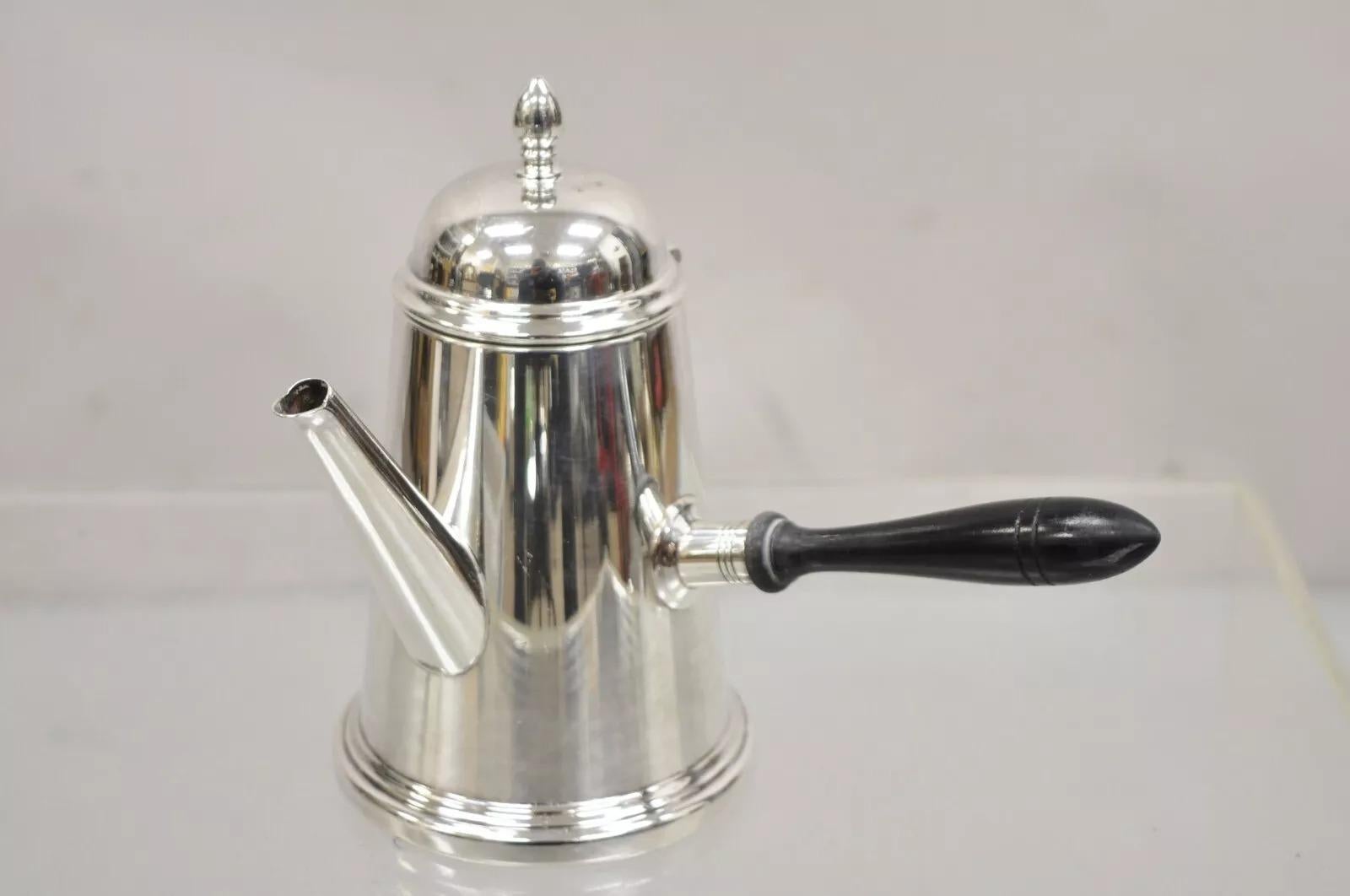 Antique Art Deco Silver Plated Chocolate Pot Coffee Pot Tea Pot w/ Wooden Handle 4