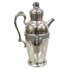 Antique Art Deco Silver Plated Cocktail Martini Shaker "M" Monogram by Pilgrim