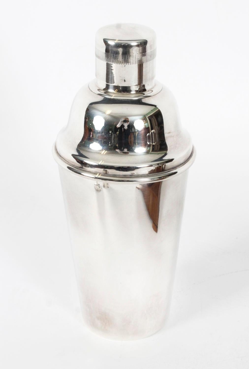 Antiguo Juego de Coctelera Art Déco Plateada Herbert Jenkins C1920 6