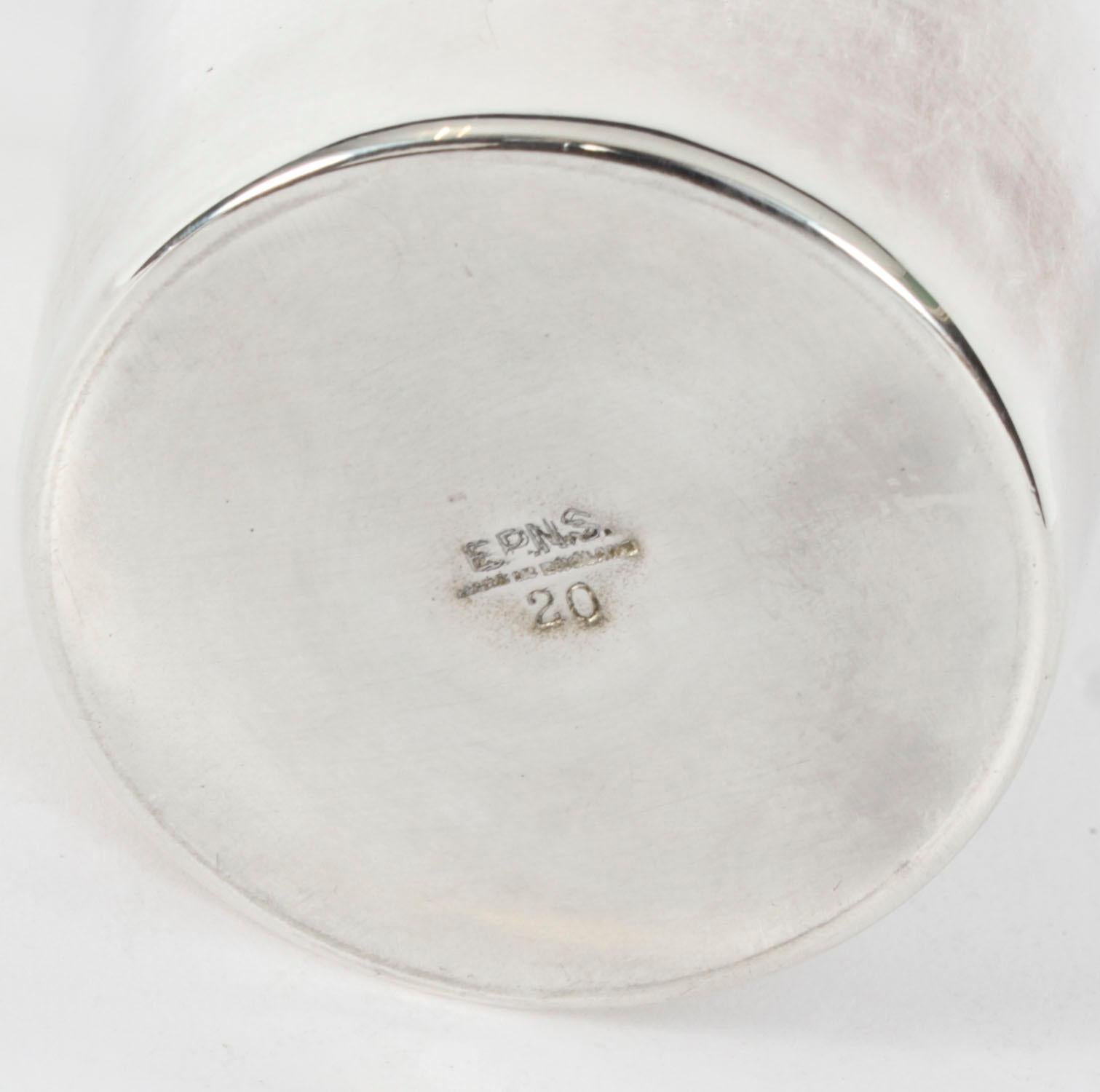Antiguo Juego de Coctelera Art Déco Plateada Herbert Jenkins C1920 7